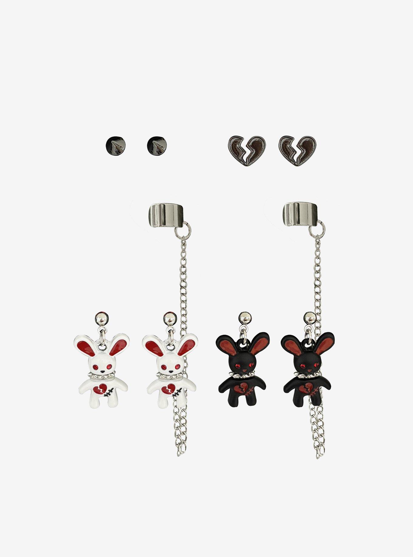 Emo Bunny Spike Cuff Earring Set, , hi-res