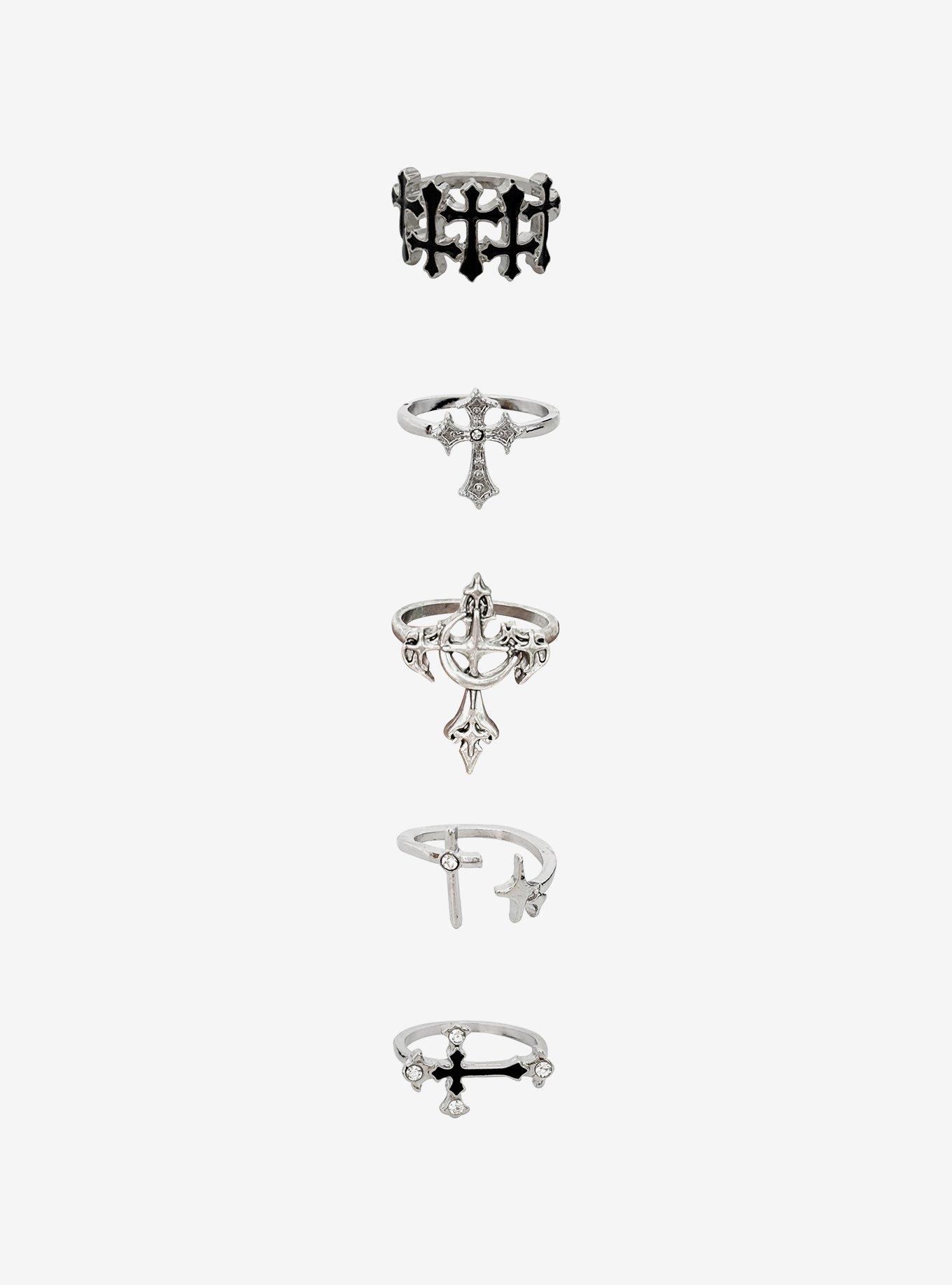 Gothic Cross Star Ring Set, , hi-res