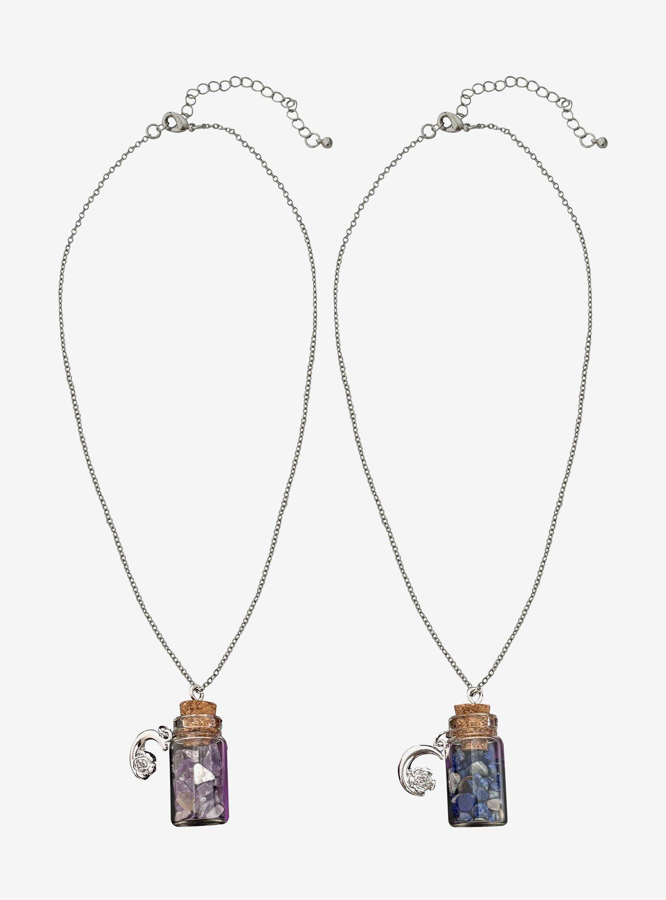 Cosmic Aura Moon Crystal Jar Best Friend Necklace Set, , hi-res