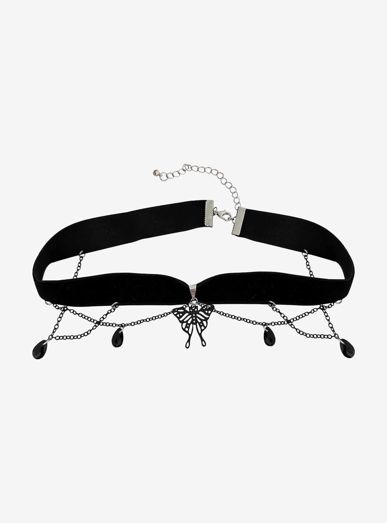 Cosmic Aura Butterfly Chain Velvet Choker, , hi-res