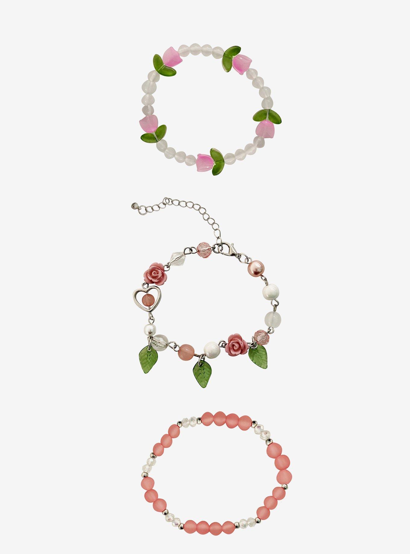 Thorn & Fable Tulip Heart Bead Bracelet Set, , alternate