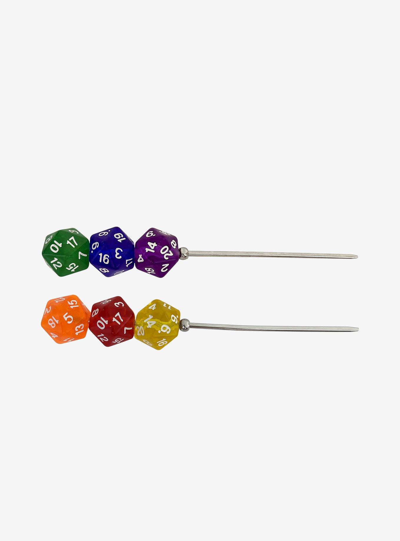 Sweet Society Rainbow D20 Dice Hair Stick Set, , hi-res