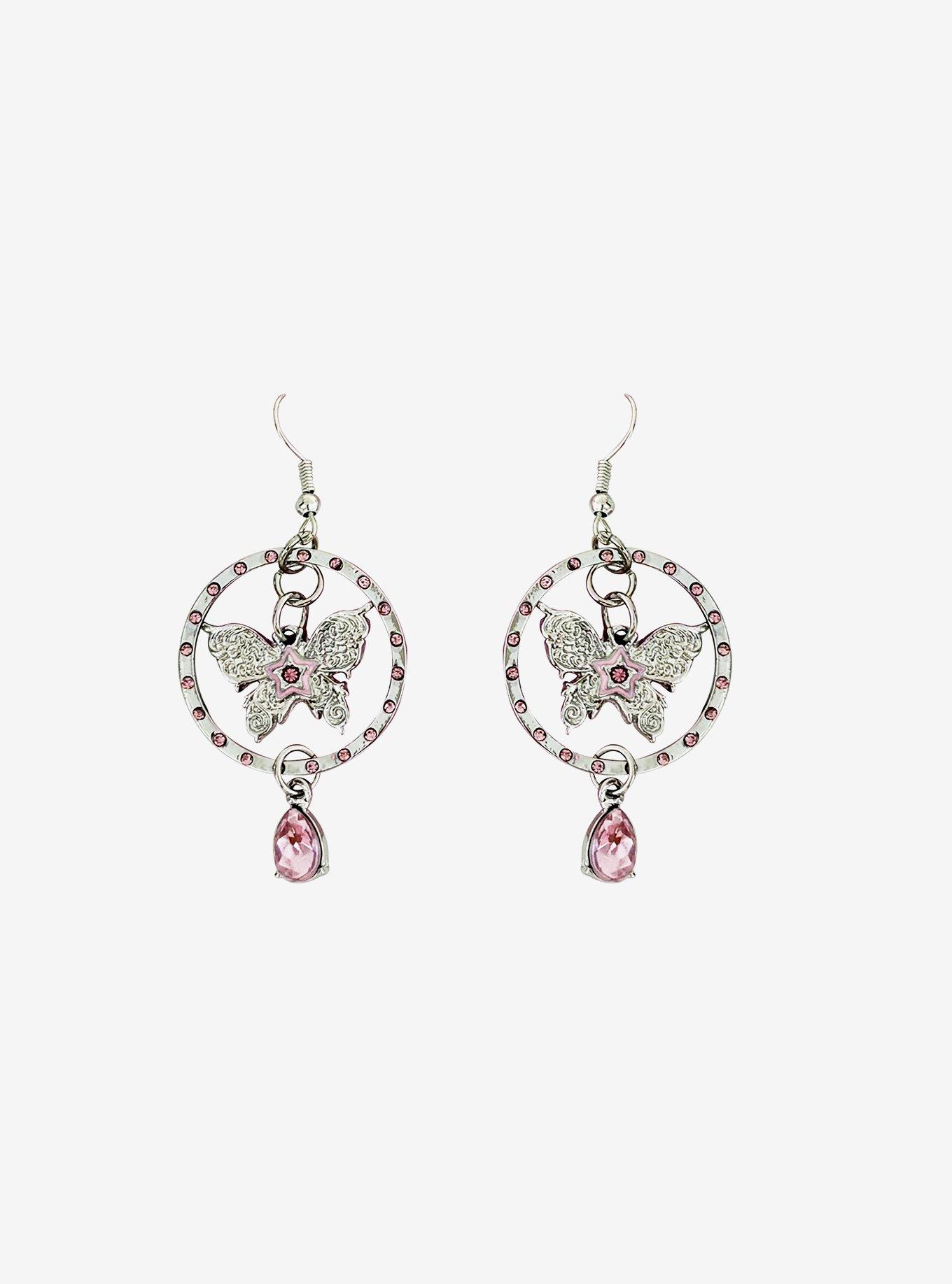 Sweet Society Butterfly Bling Drop Earrings, , hi-res