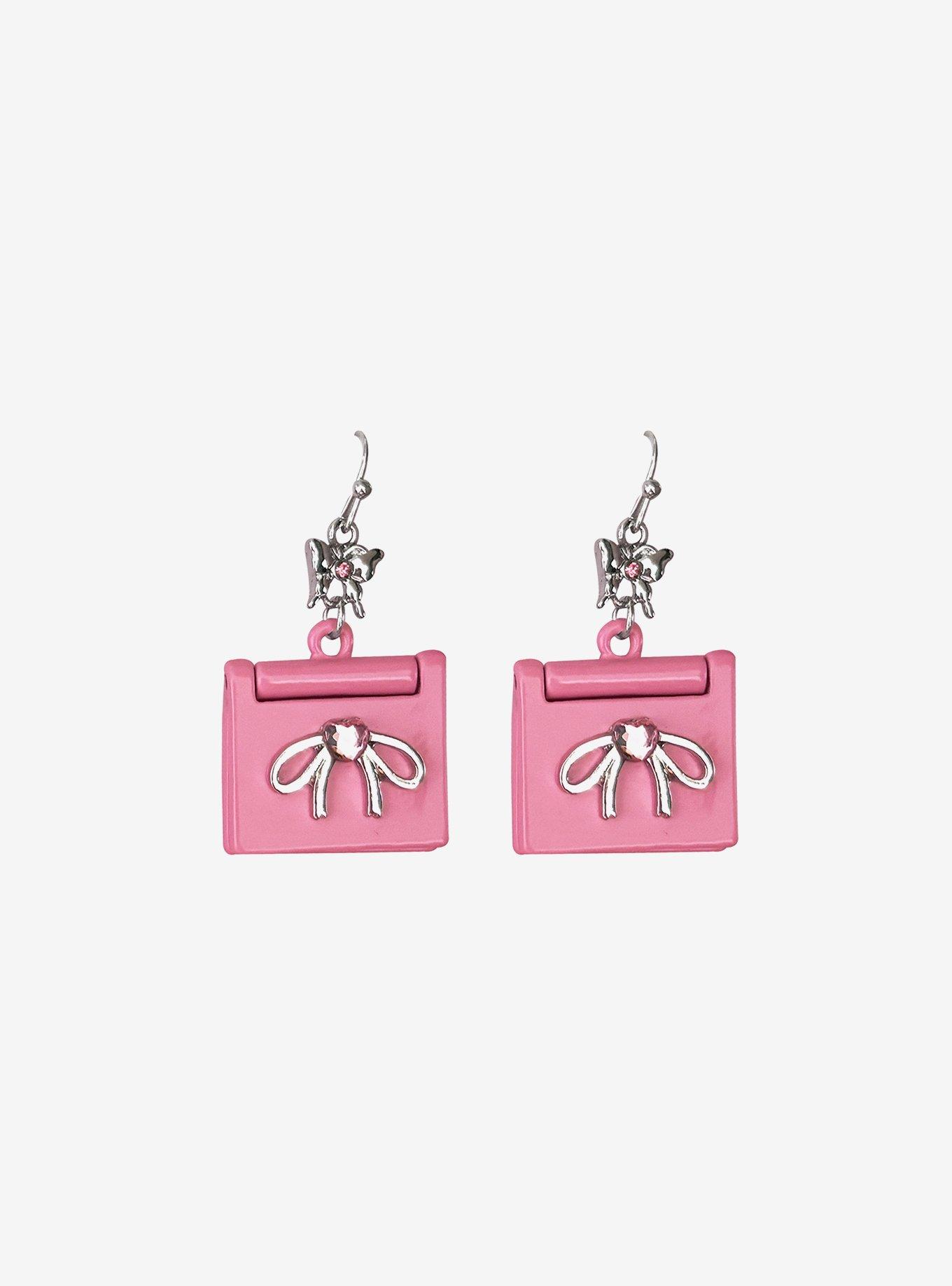 Sweet Society Pink Bow Laptop Drop Earrings, , hi-res