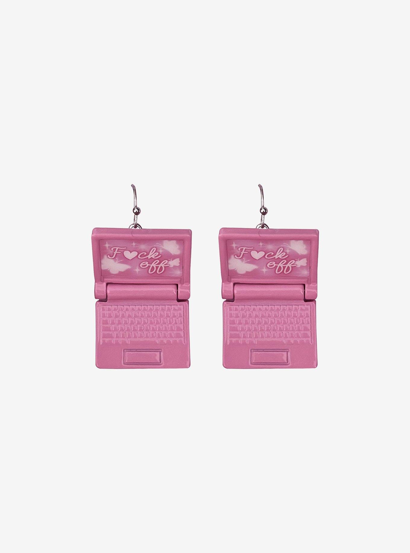 Sweet Society Pink Bow Laptop Drop Earrings, , alternate