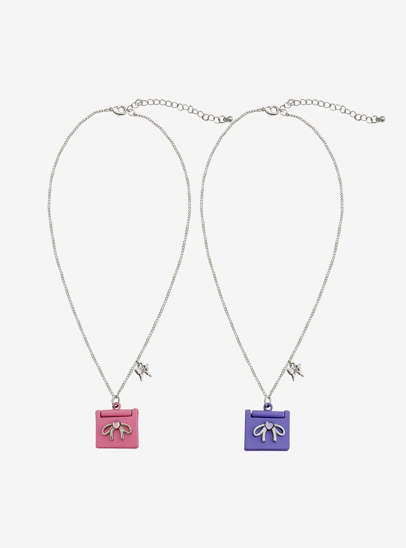 Sweet Society Pink & Purple Laptop Best Friend Necklace Set, , hi-res