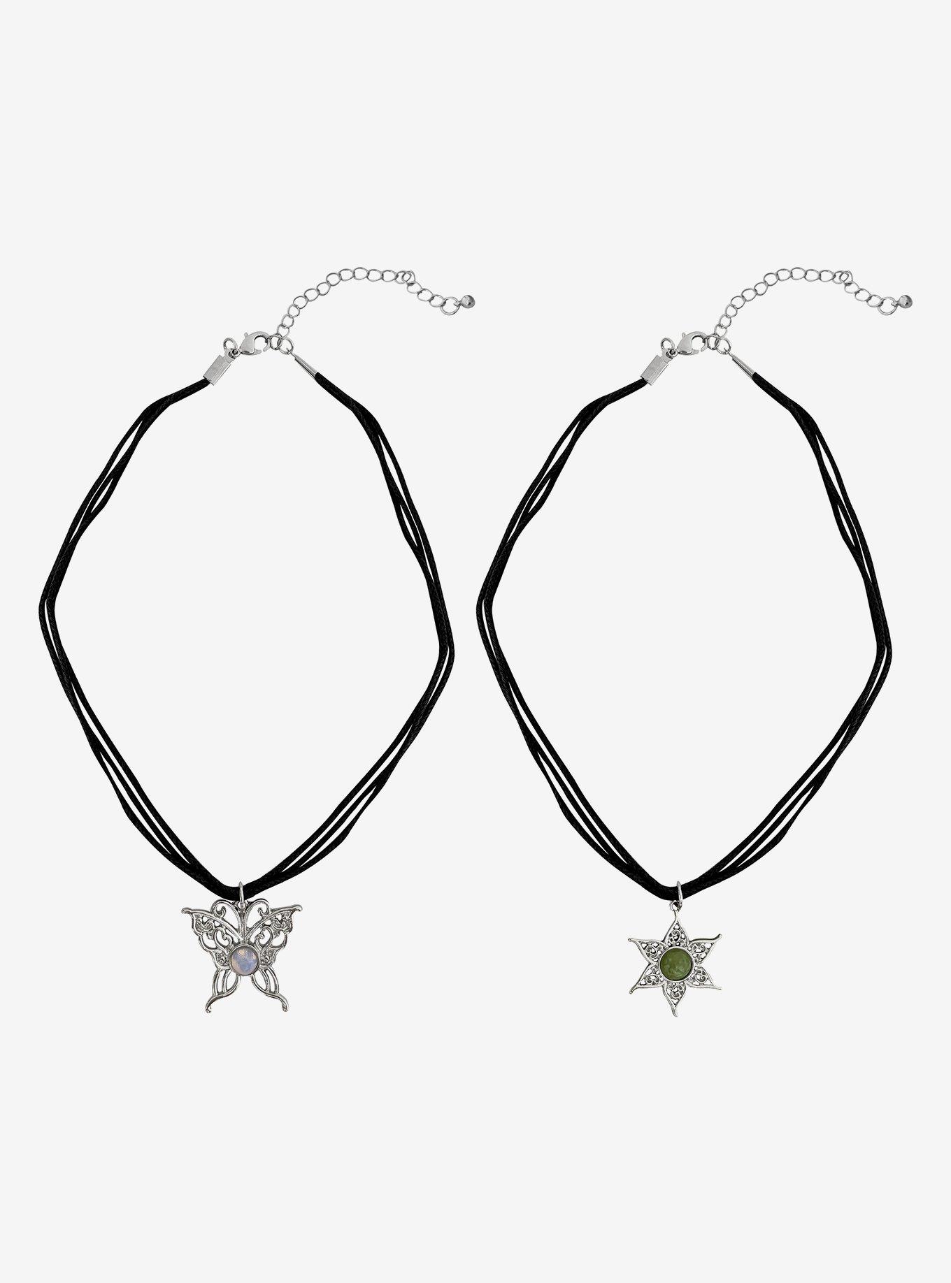 Thorn & Fable Butterfly Flower Cord Necklace Set, , hi-res