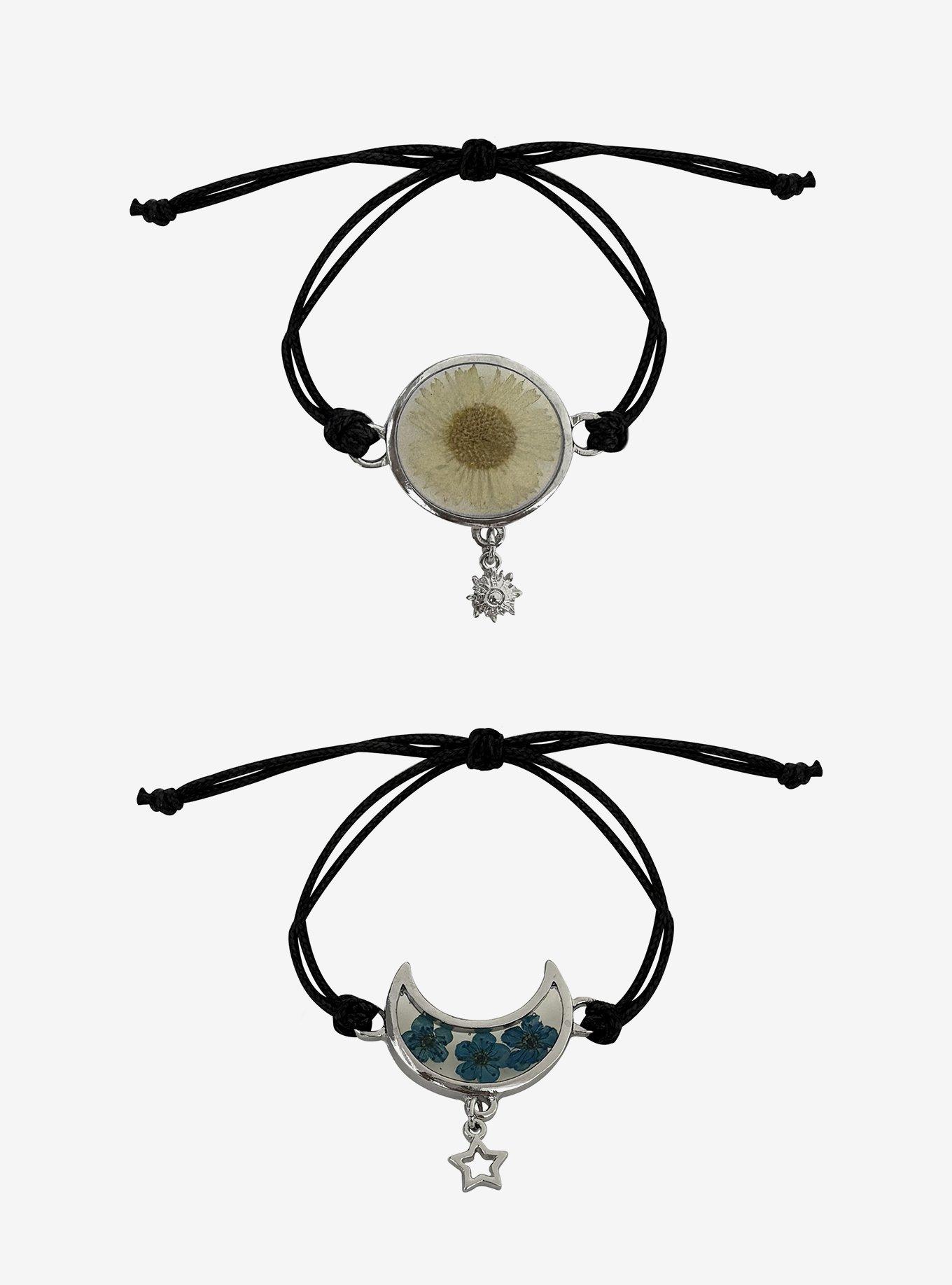 Thorn & Fable Celestial Pressed Flower Best Friend Cord Bracelet Set, , hi-res