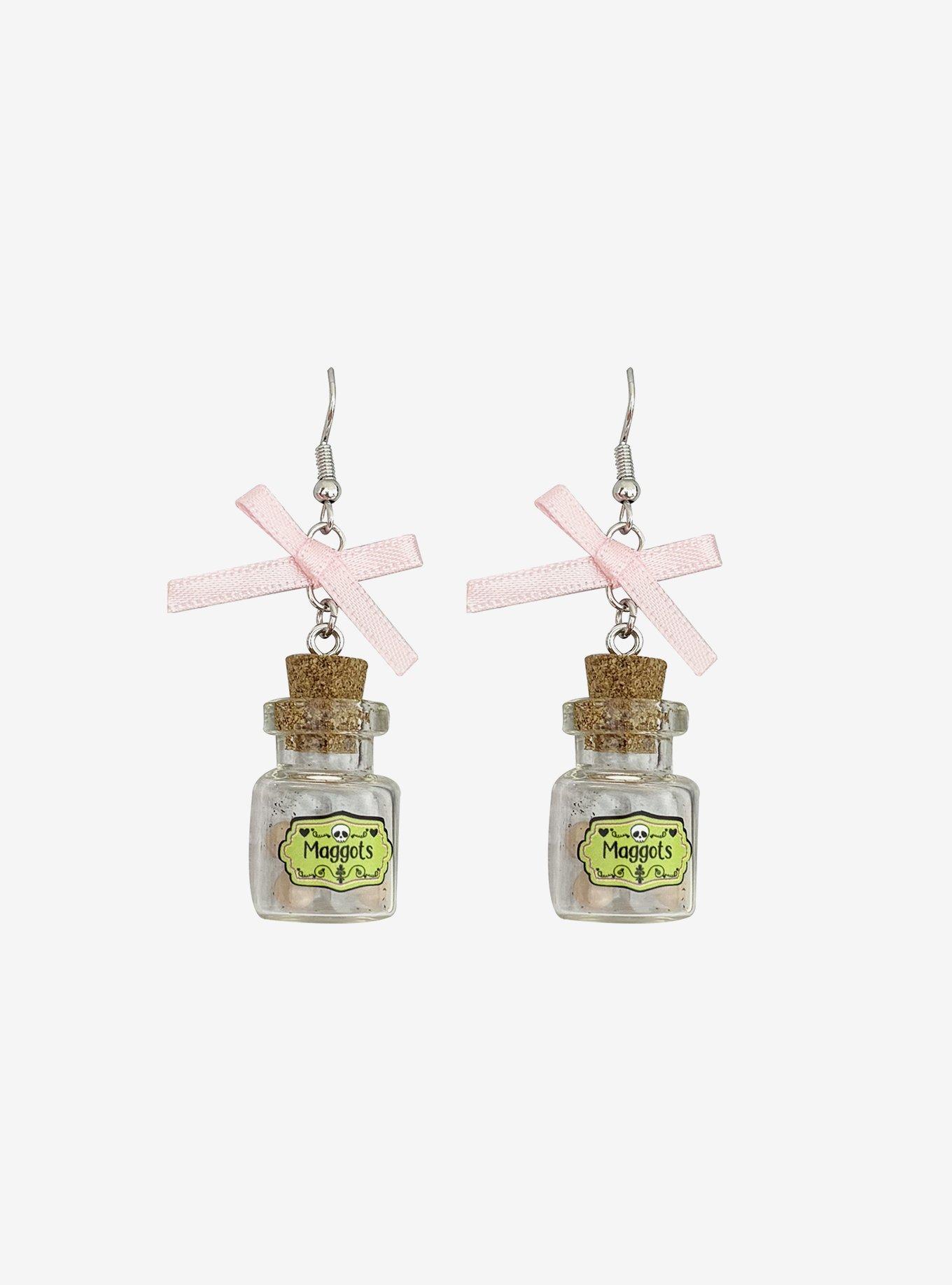 Sweet Society Maggot Jar Bow Drop Earrings, , hi-res