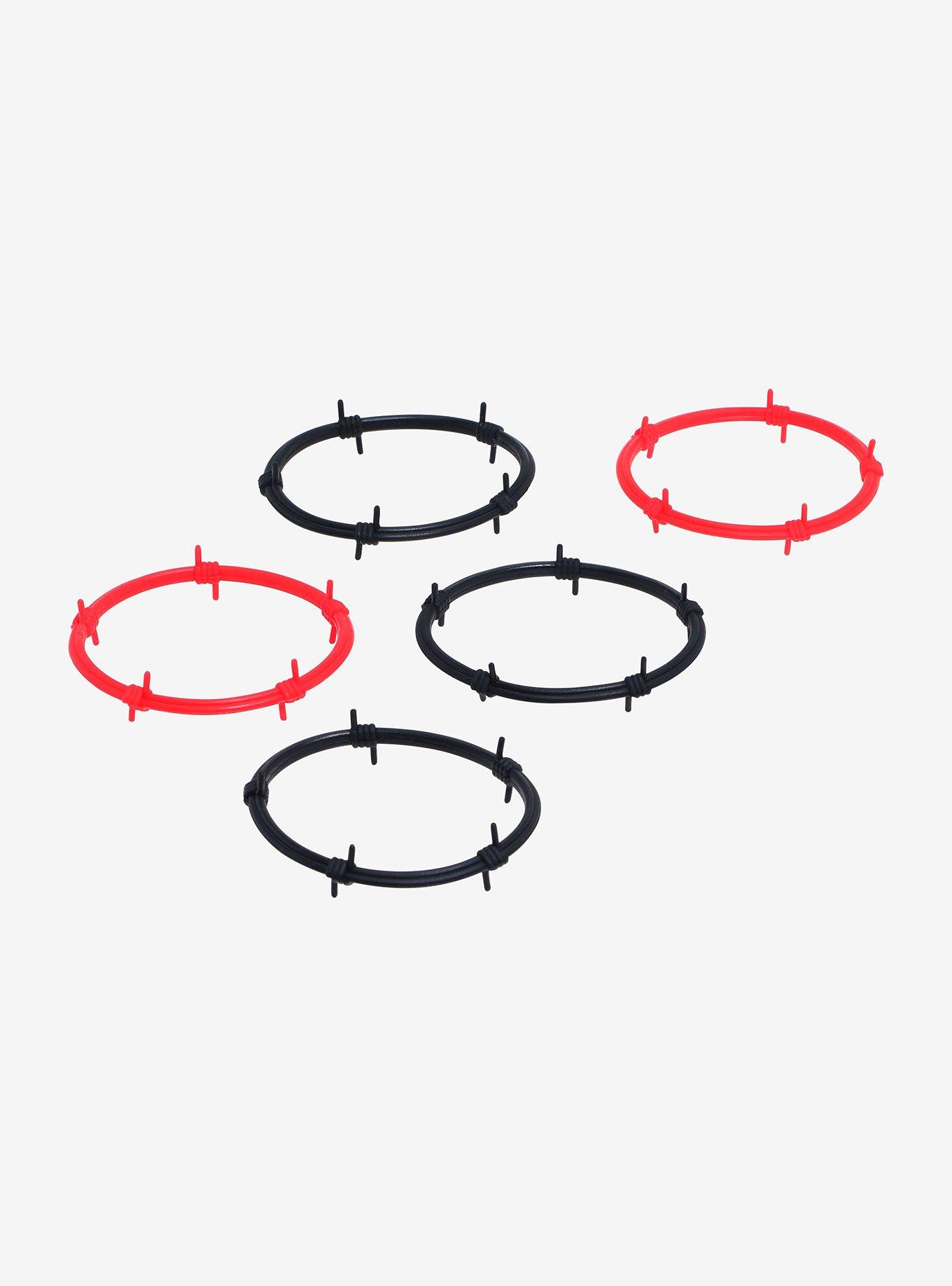 Black & Red Barbed Wire Jelly Bracelet Set, , hi-res
