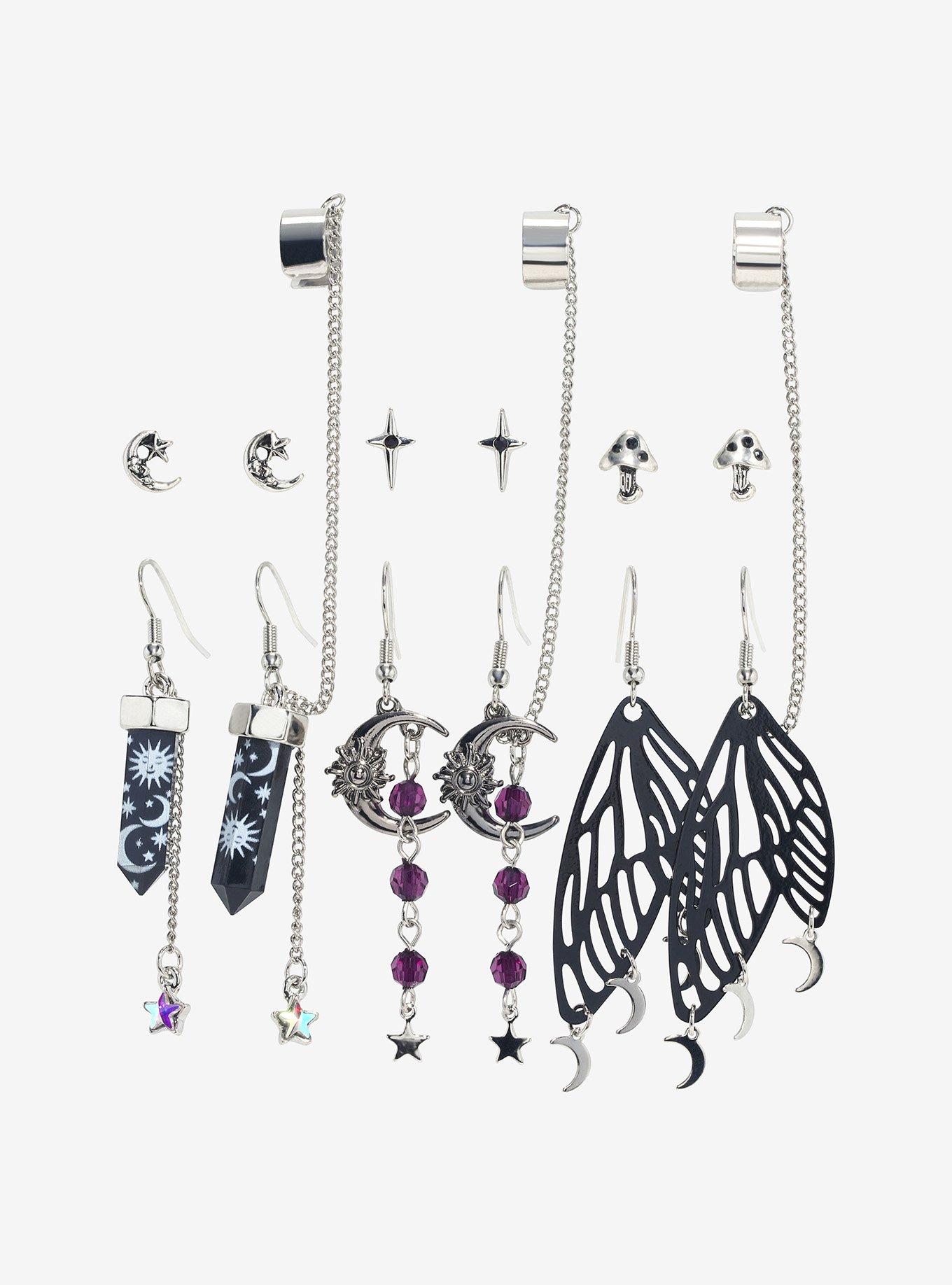 Cosmic Aura Dark Wing Crystal Earring Set, , hi-res