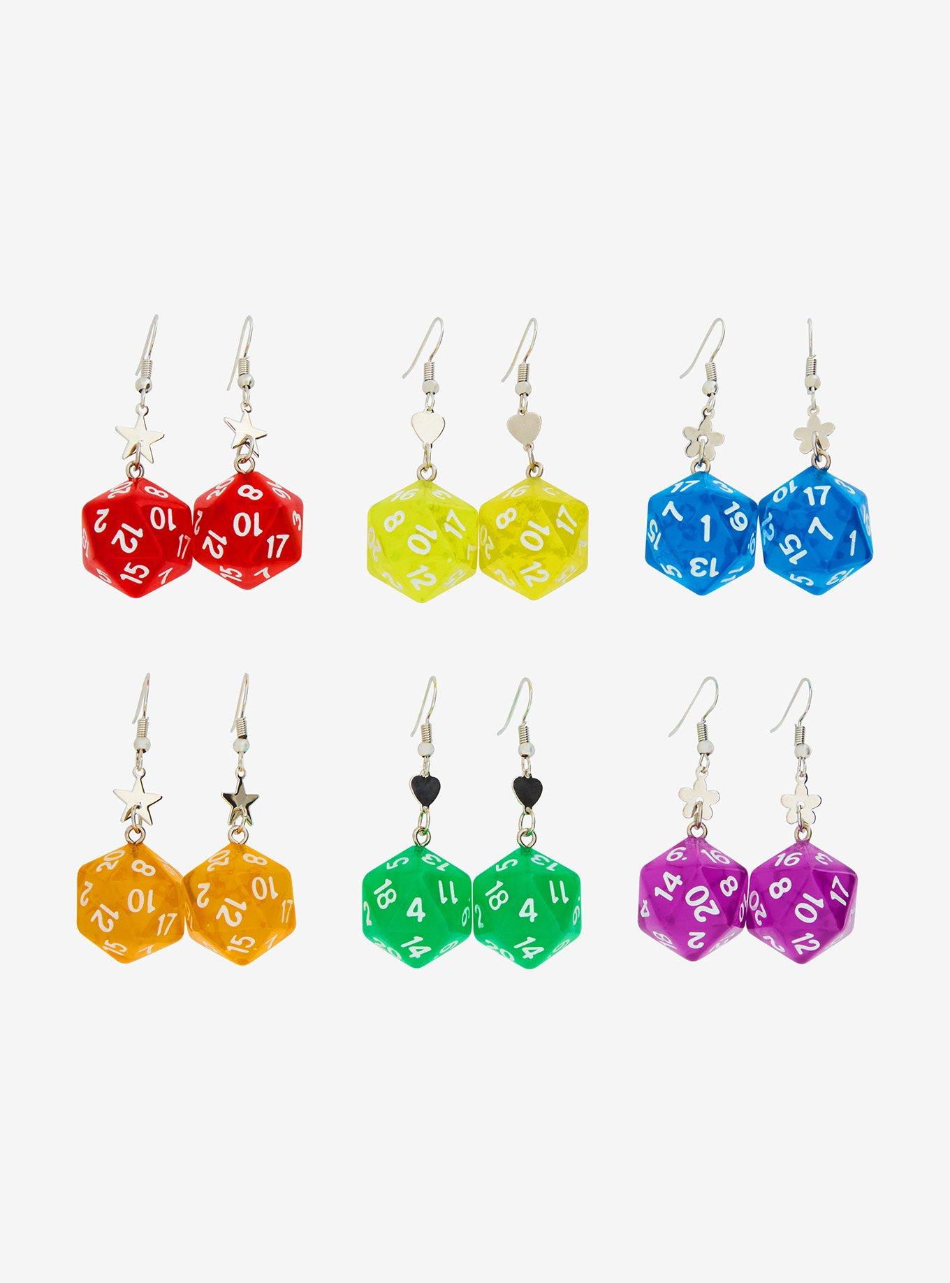 Sweet Society Rainbow D20 Dice Drop Earring Set, , hi-res