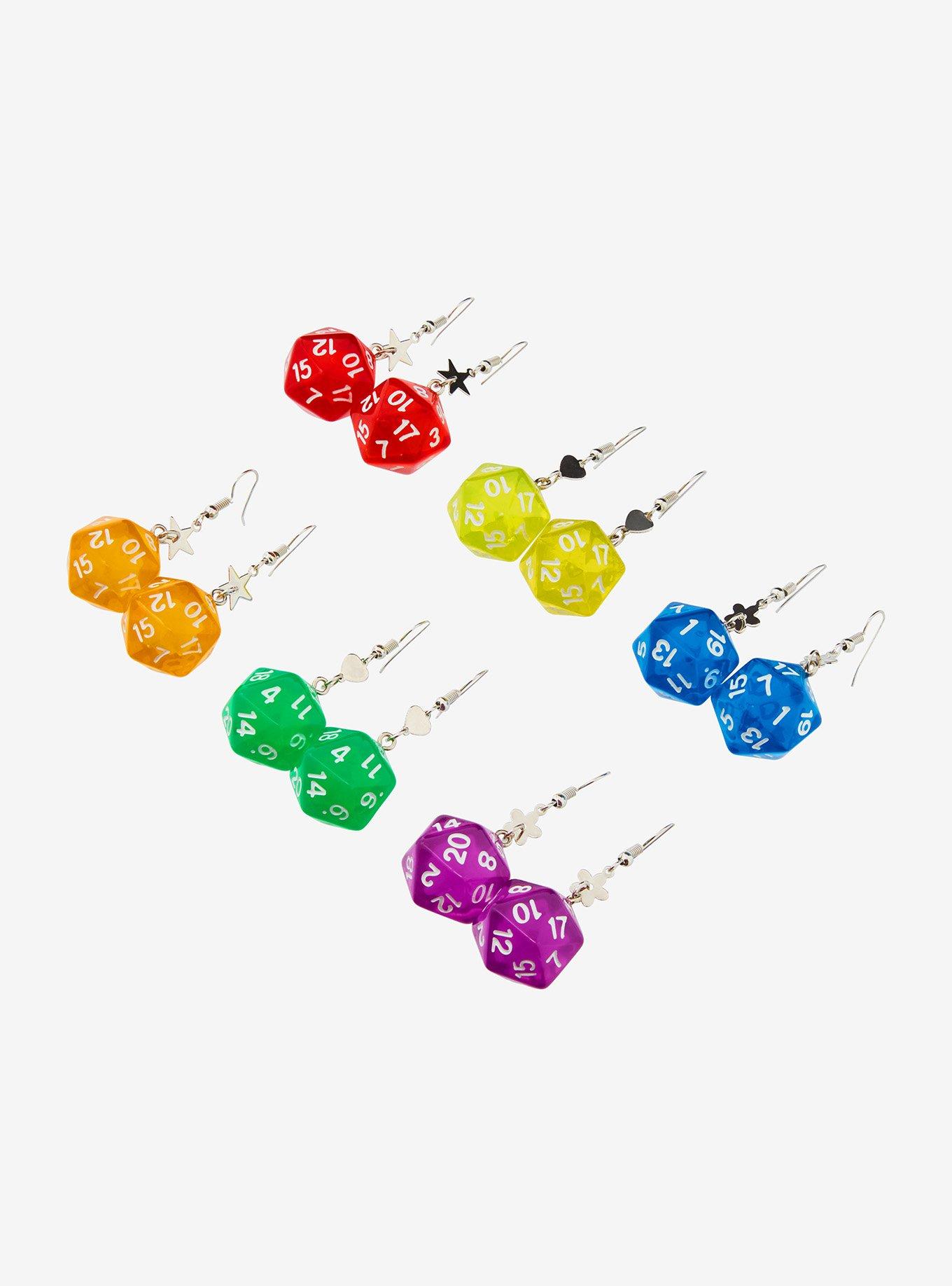 Sweet Society Rainbow D20 Dice Drop Earring Set, , alternate