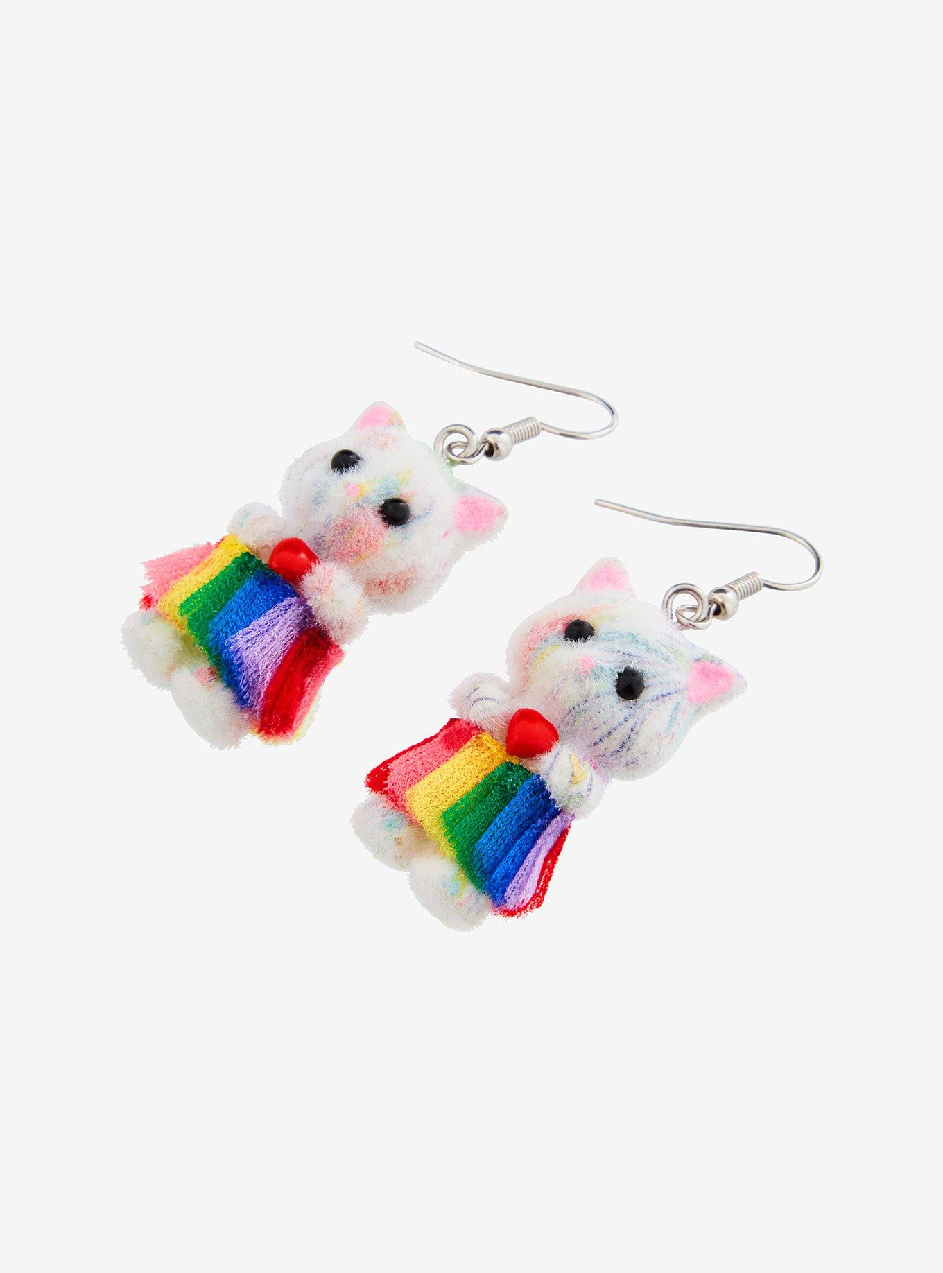 Sweet Society Rainbow Kitty 3D Drop Earrings, , alternate