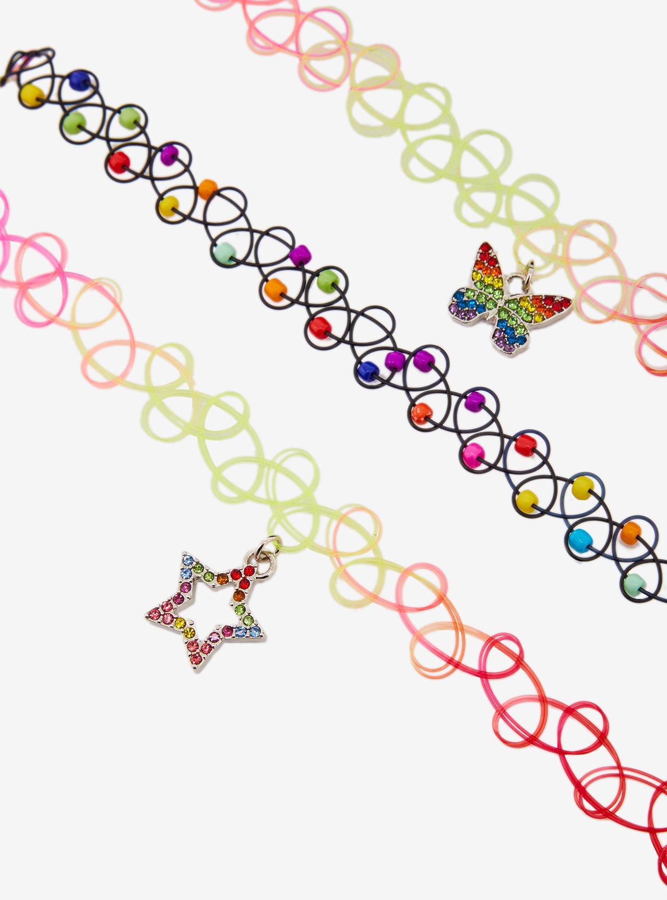 Sweet Society Rainbow Butterfly Star Tattoo Choker Set, , alternate