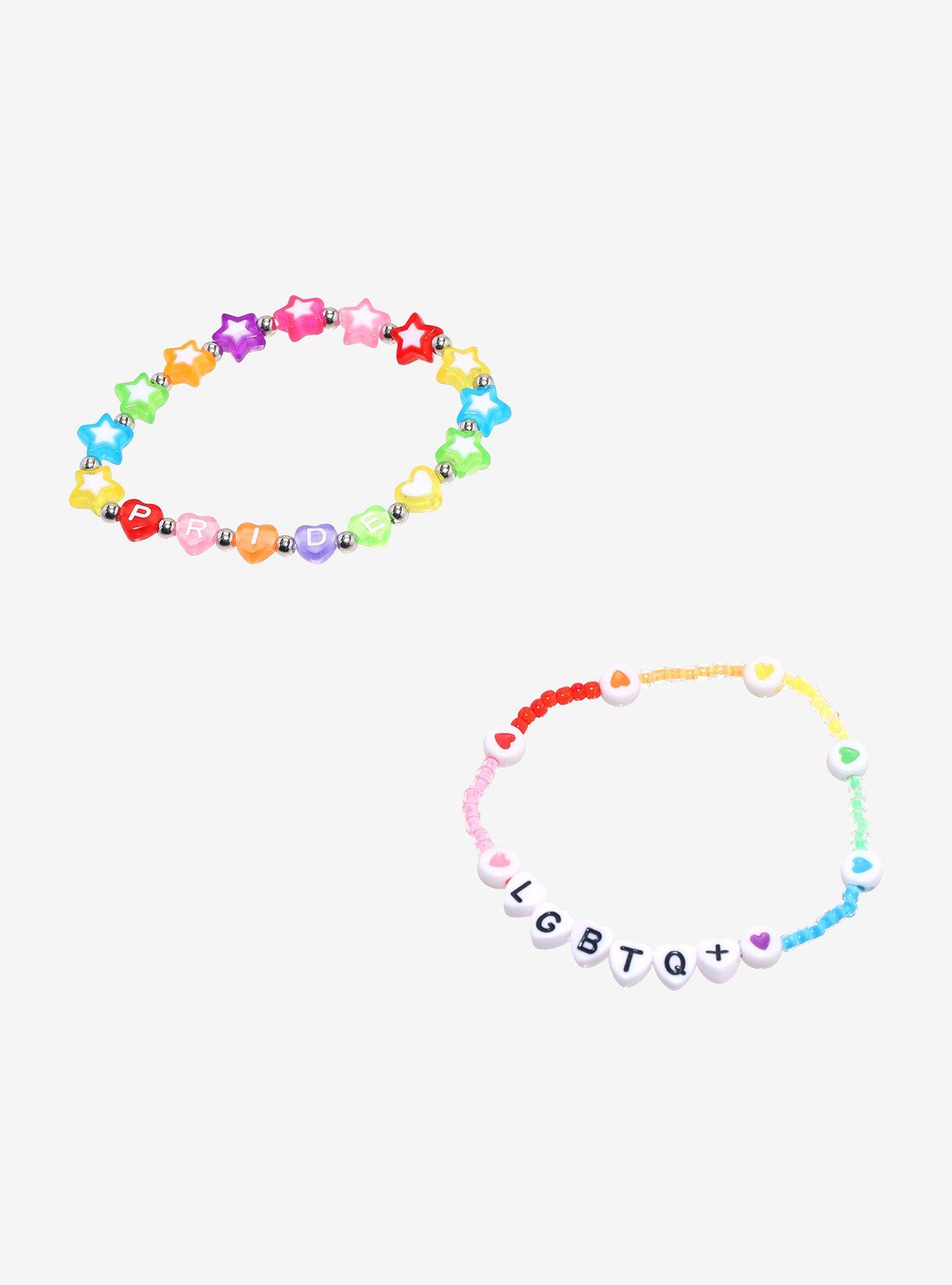 Sweet Society Rainbow Pride LGBTQ+ Bead Bracelet Set, , hi-res