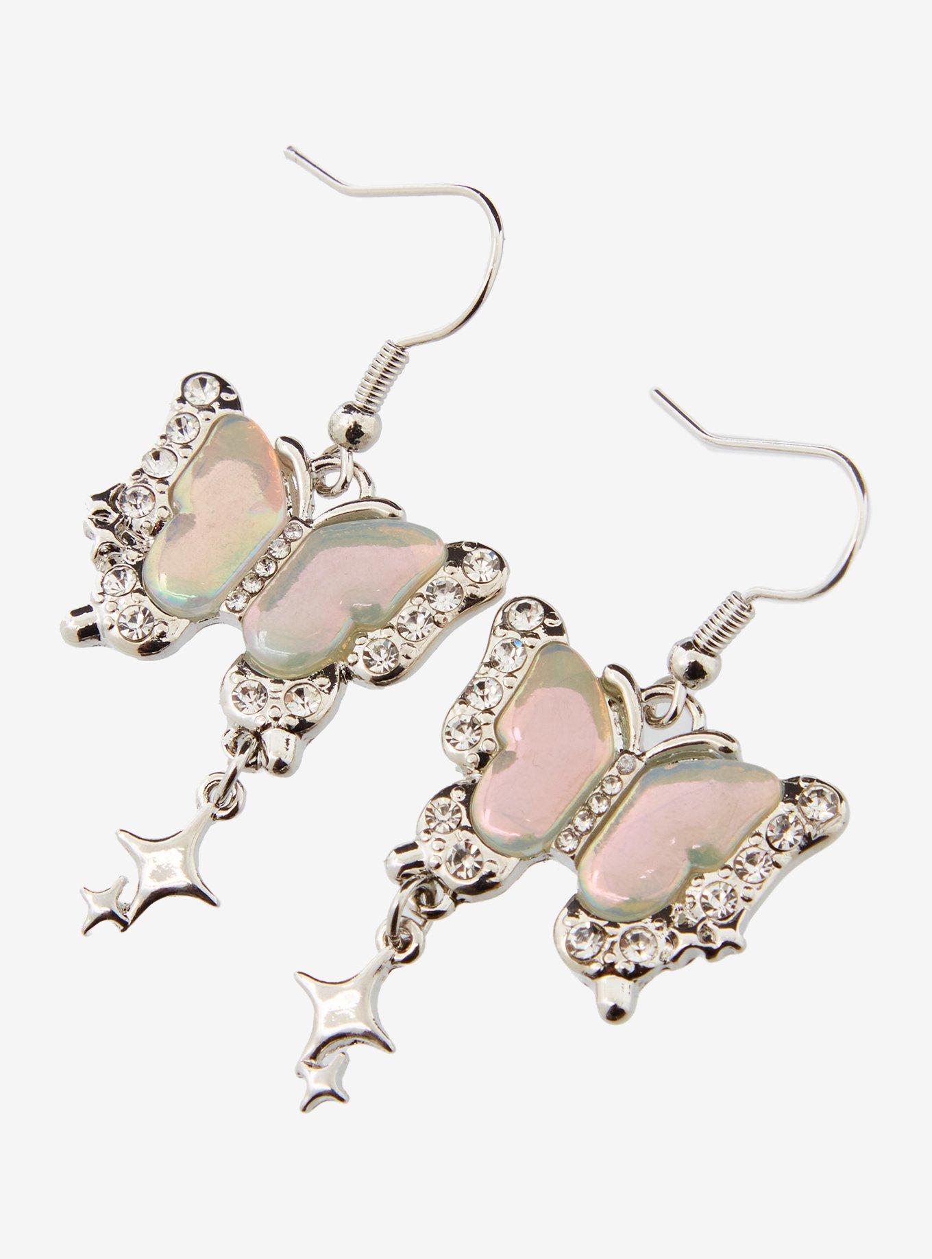 Sweet Society Butterfly Bling Drop Earrings, , alternate