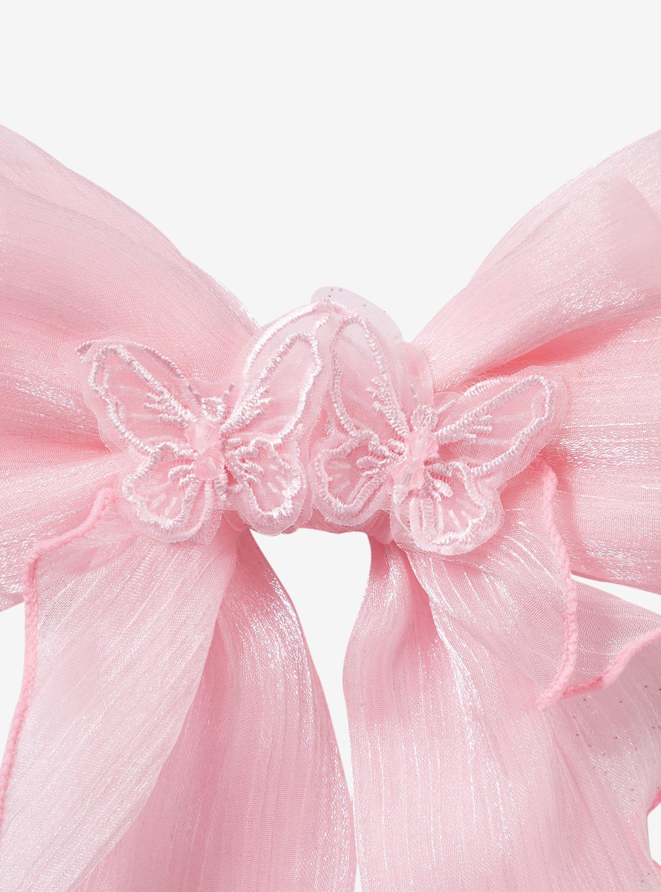 Sweet Society Pink Organza Butterfly Hair Bow, , hi-res