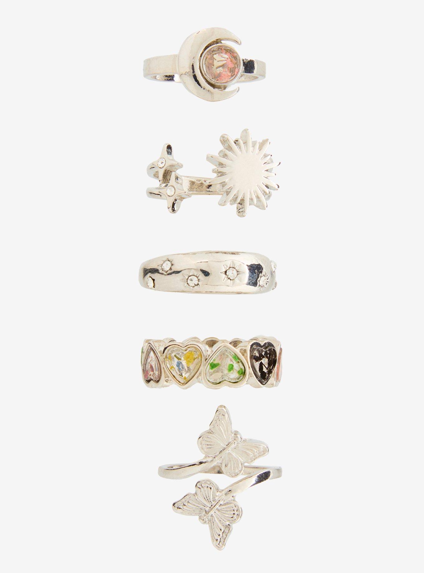 Thorn & Fable Pressed Flower Ring Set, , hi-res