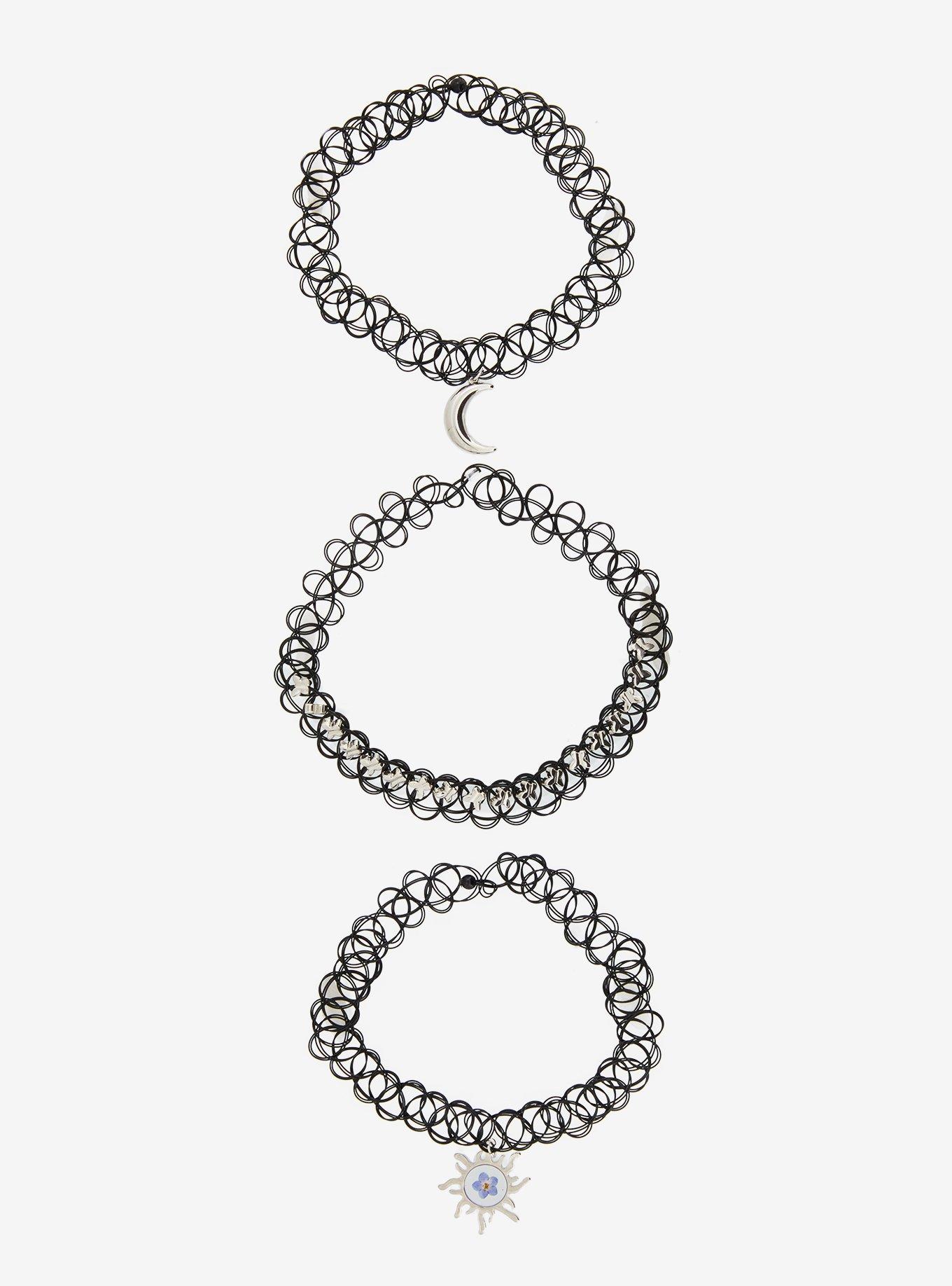 Thorn & Fable Celestial Pressed Flower Tattoo Choker Set, , hi-res