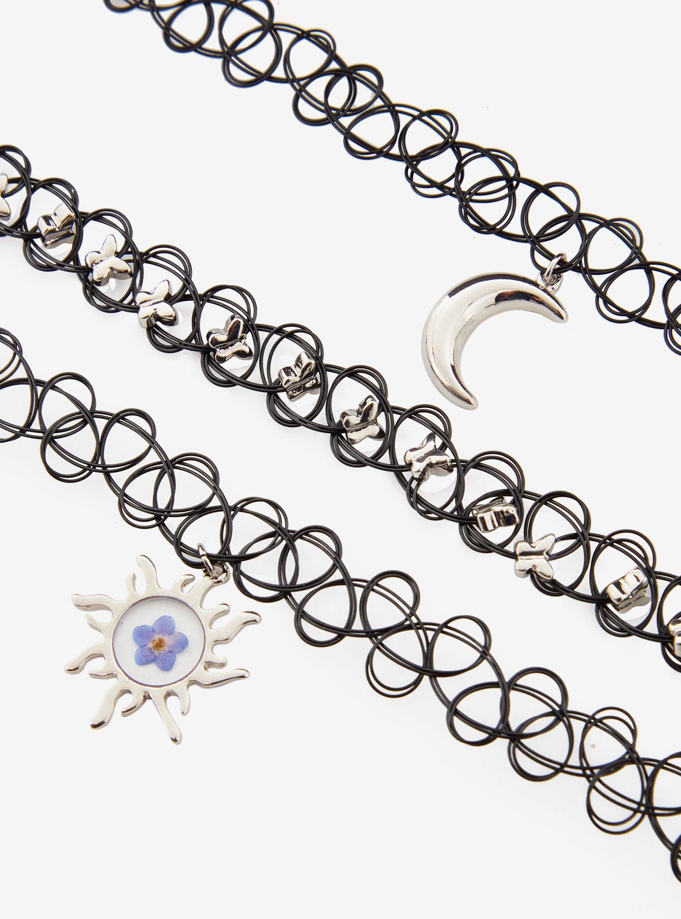 Thorn & Fable Celestial Pressed Flower Tattoo Choker Set, , alternate