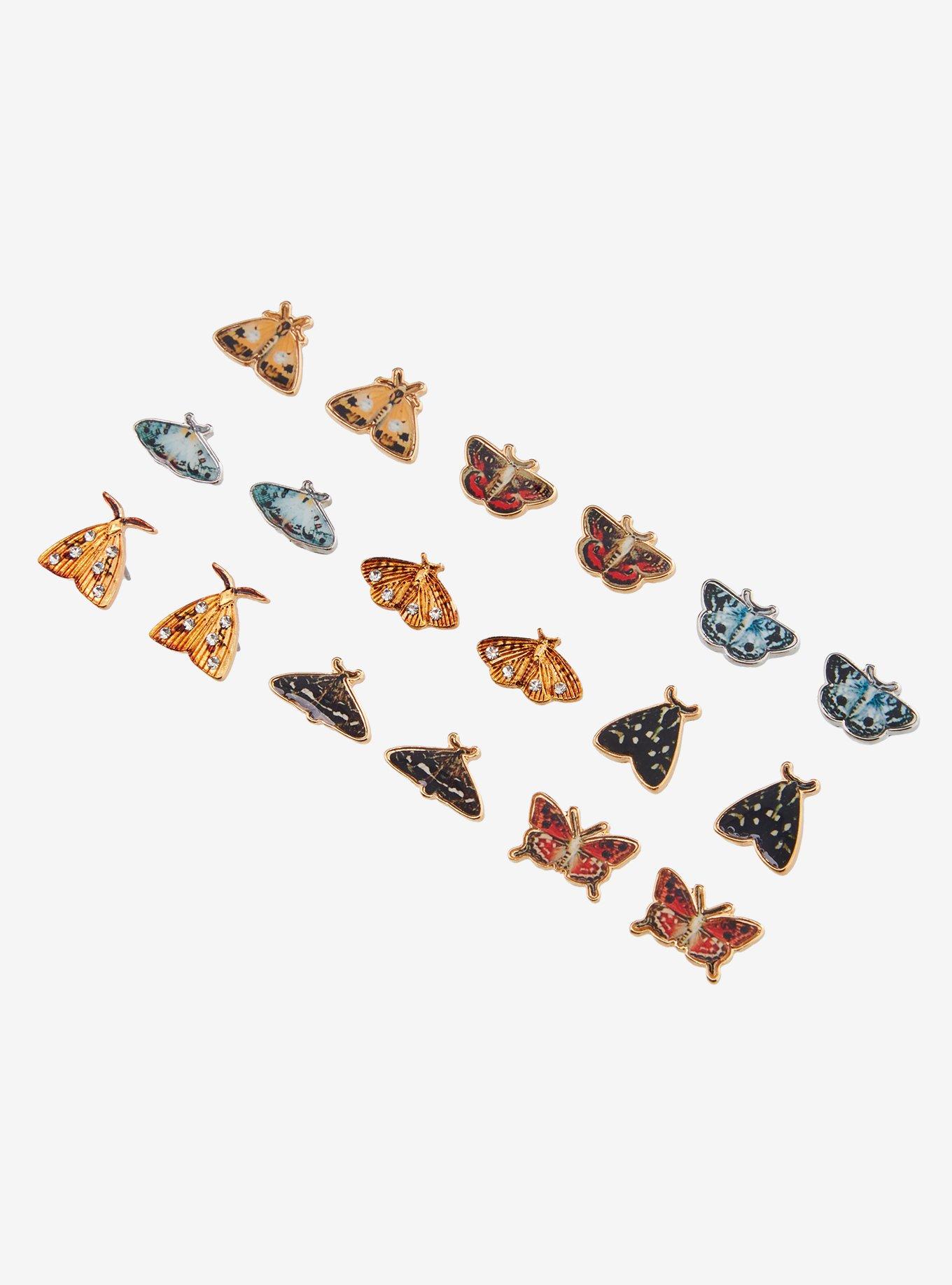 Cosmic Aura Goth Moth Stud Earring Set, , alternate