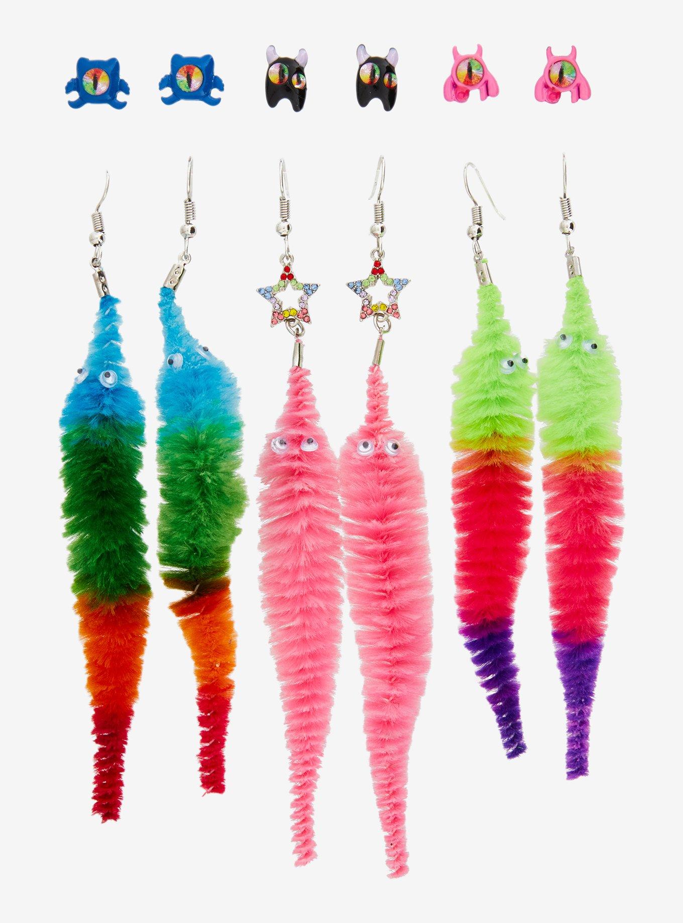 Sweet Society Rainbow Monster & Worm Earring Set, , hi-res