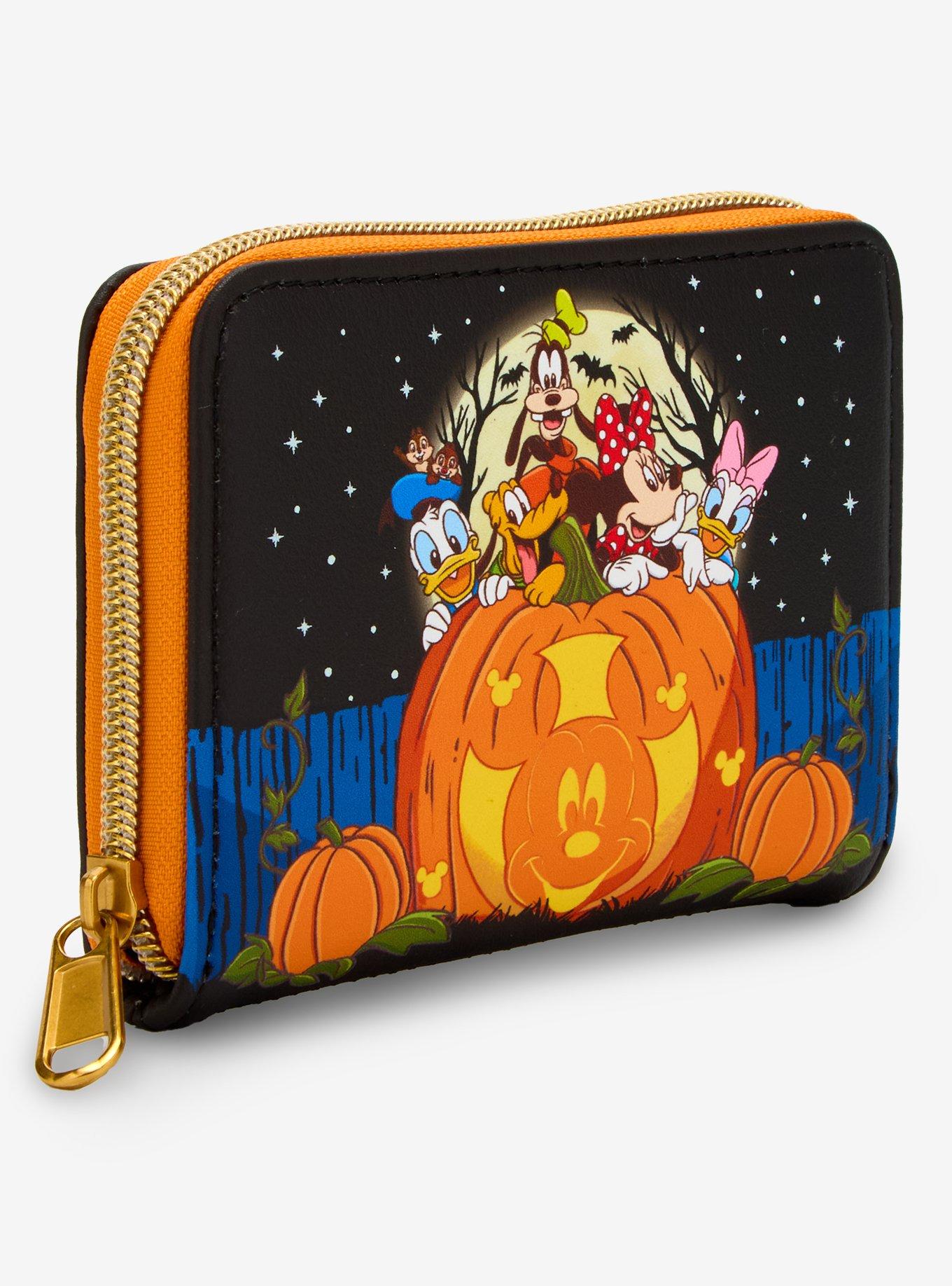 Loungefly Disney Mickey Mouse & Friends Halloween Glow-In-The-Dark Pumpkin Mini Zipper Wallet, , alternate