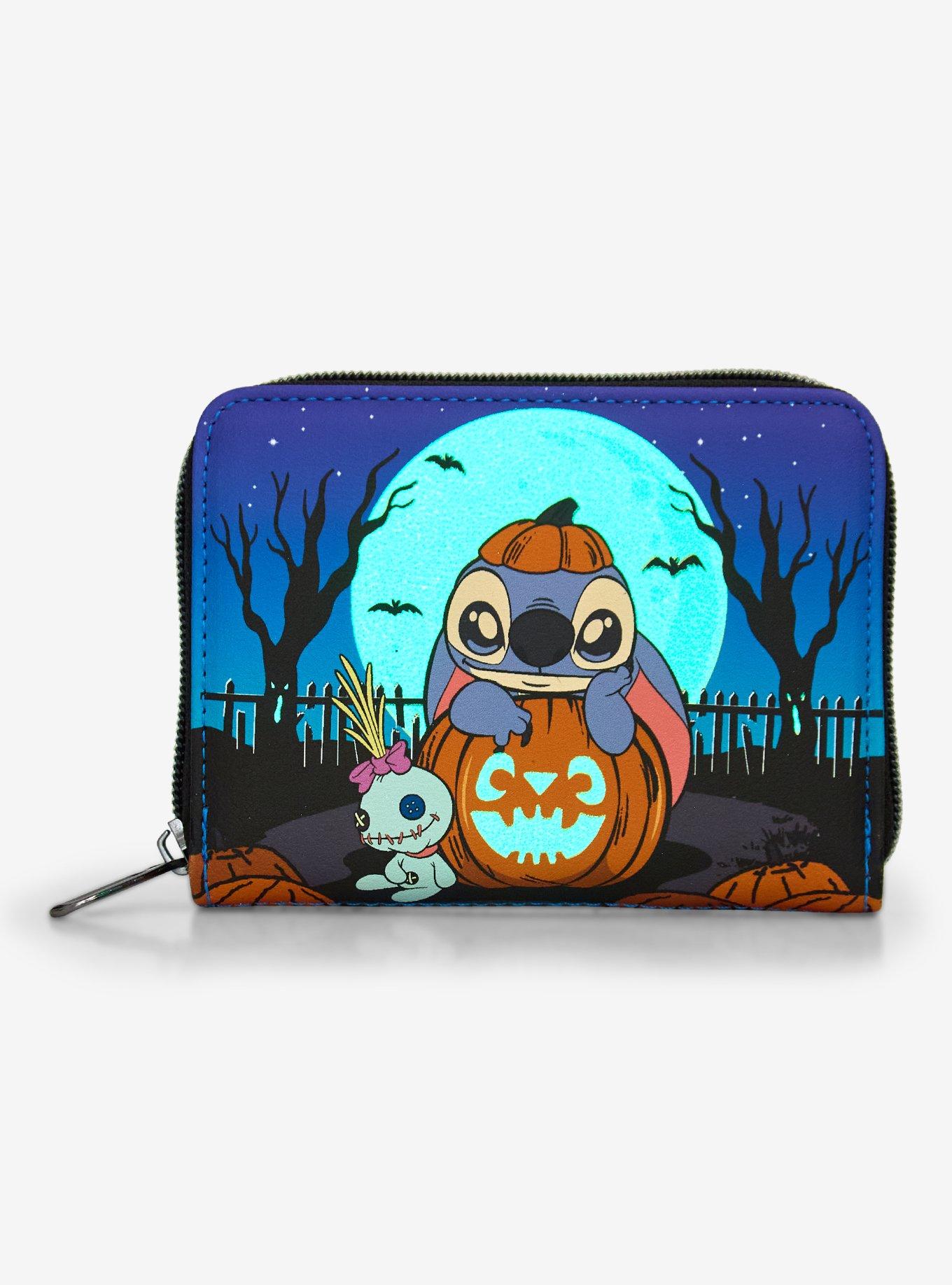 Loungefly Disney Stitch Pumpkin Glow-In-The-Dark Mini Zipper Wallet, , hi-res
