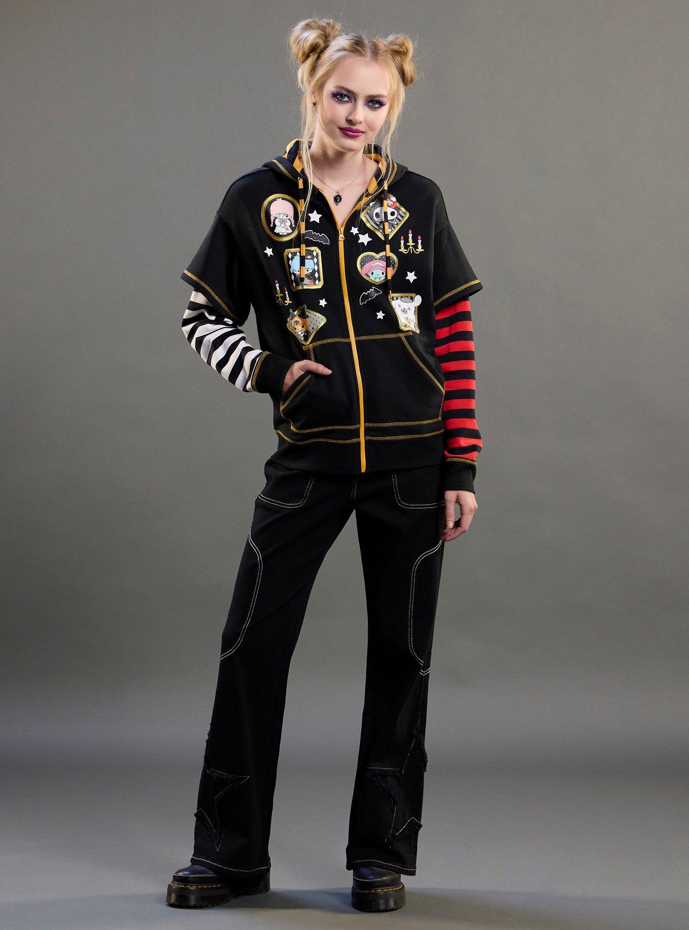 Hello Kitty And Friends Halloween Stripe Twofer Girls Hoodie, MULTI, alternate