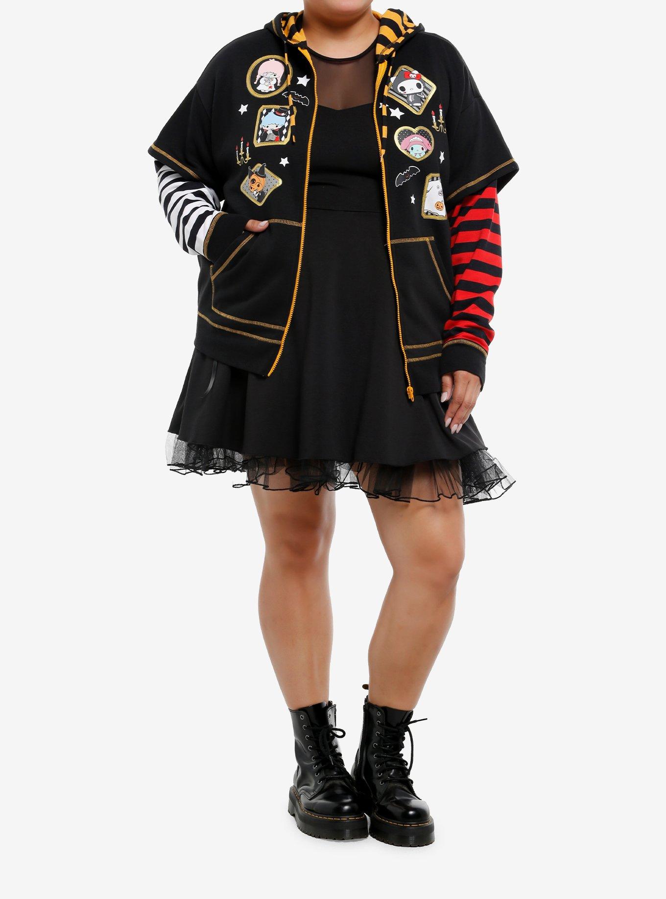 Hello Kitty And Friends Halloween Stripe Twofer Girls Hoodie Plus Size, MULTI, alternate