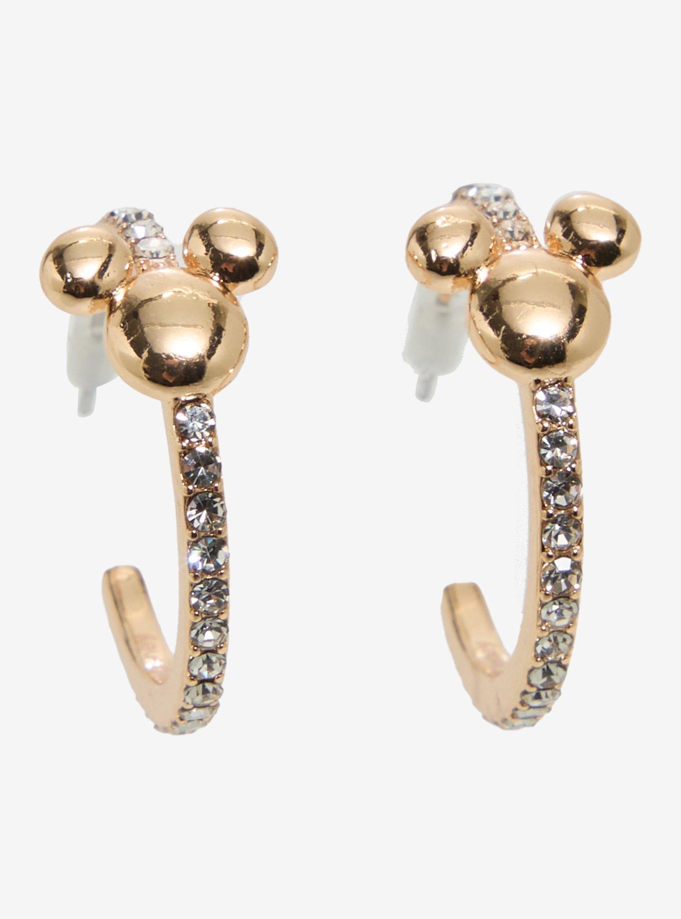 Our Universe Disney Mickey Mouse Rhinestone Hoop Earrings — BoxLunch Exclusive, , hi-res