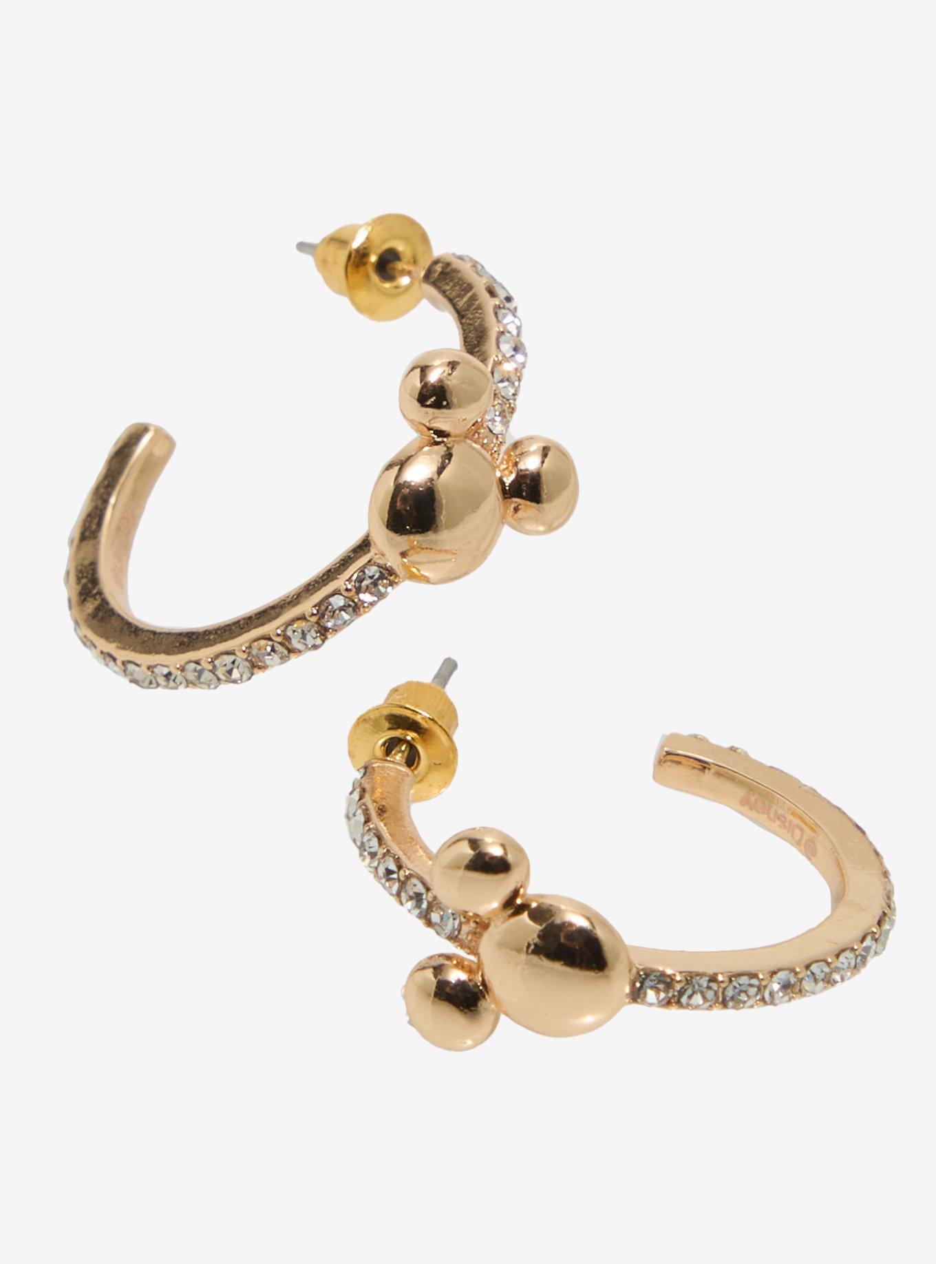 Our Universe Disney Mickey Mouse Rhinestone Hoop Earrings — BoxLunch Exclusive, , alternate