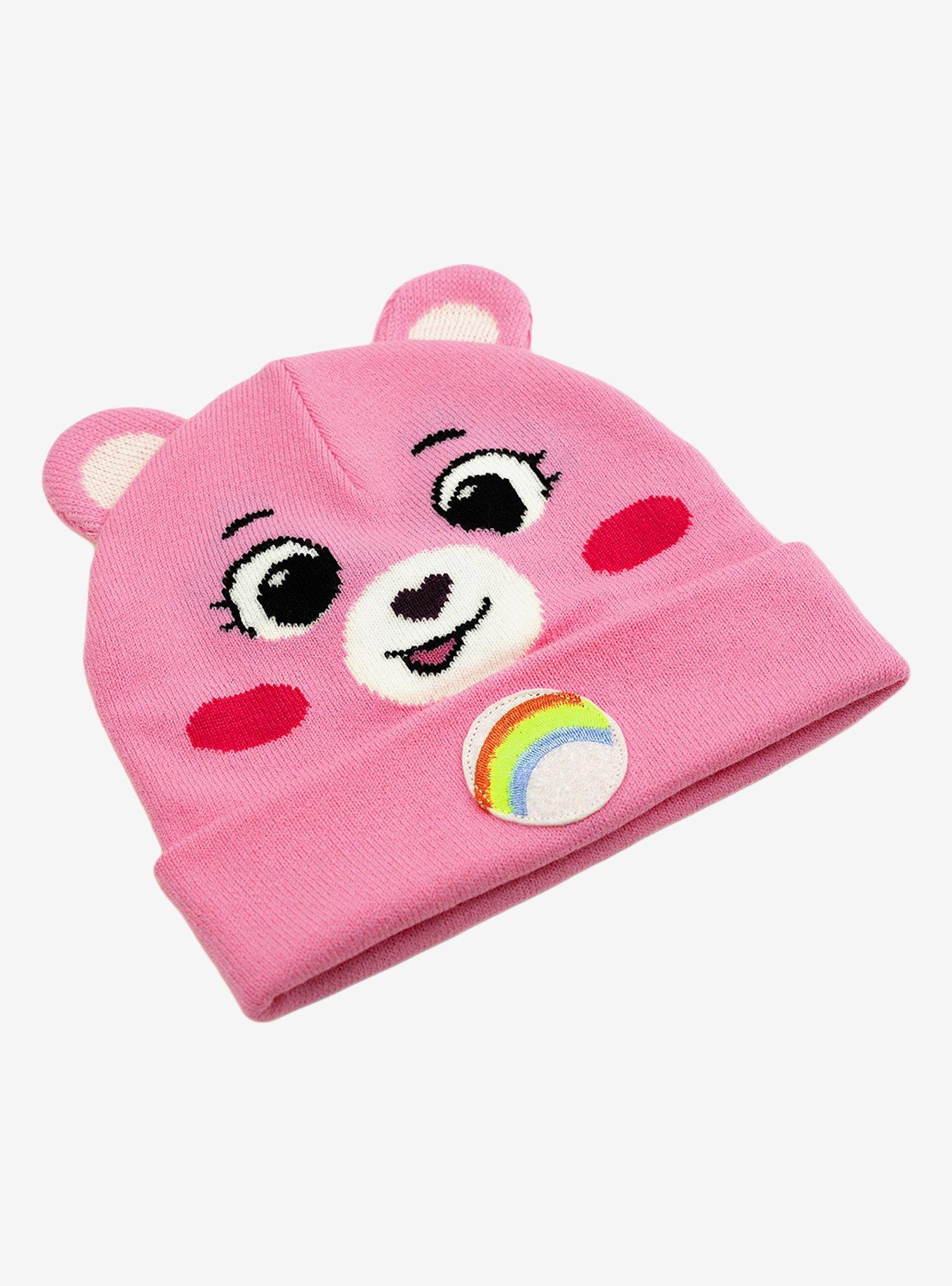 Care Bears Cheer Bear Face Acrylic Knit Beanie With Ears, , alternate