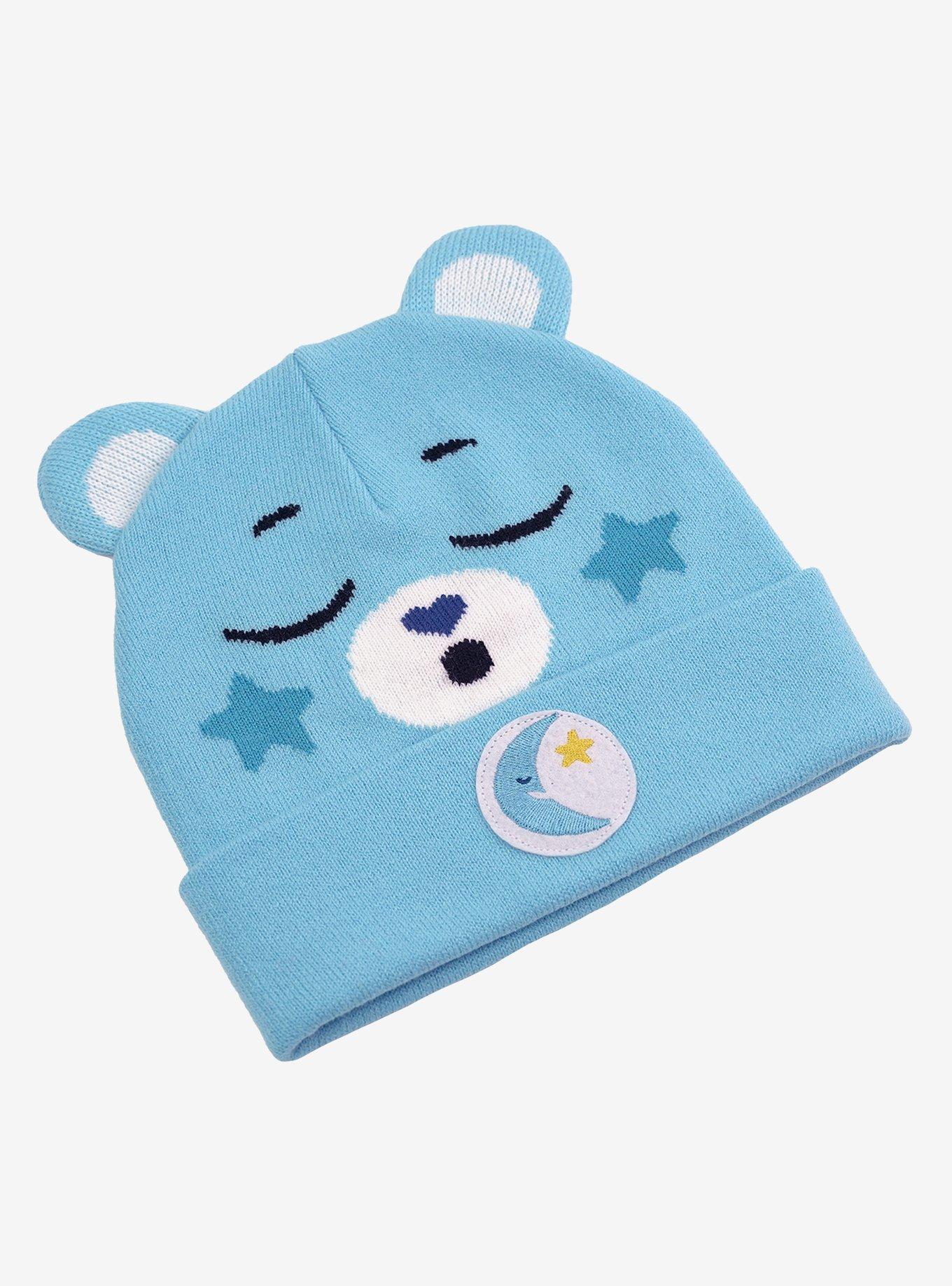 Care Bears Bedtime Bear Face Acrylic Knit Beanie With Ears, , alternate