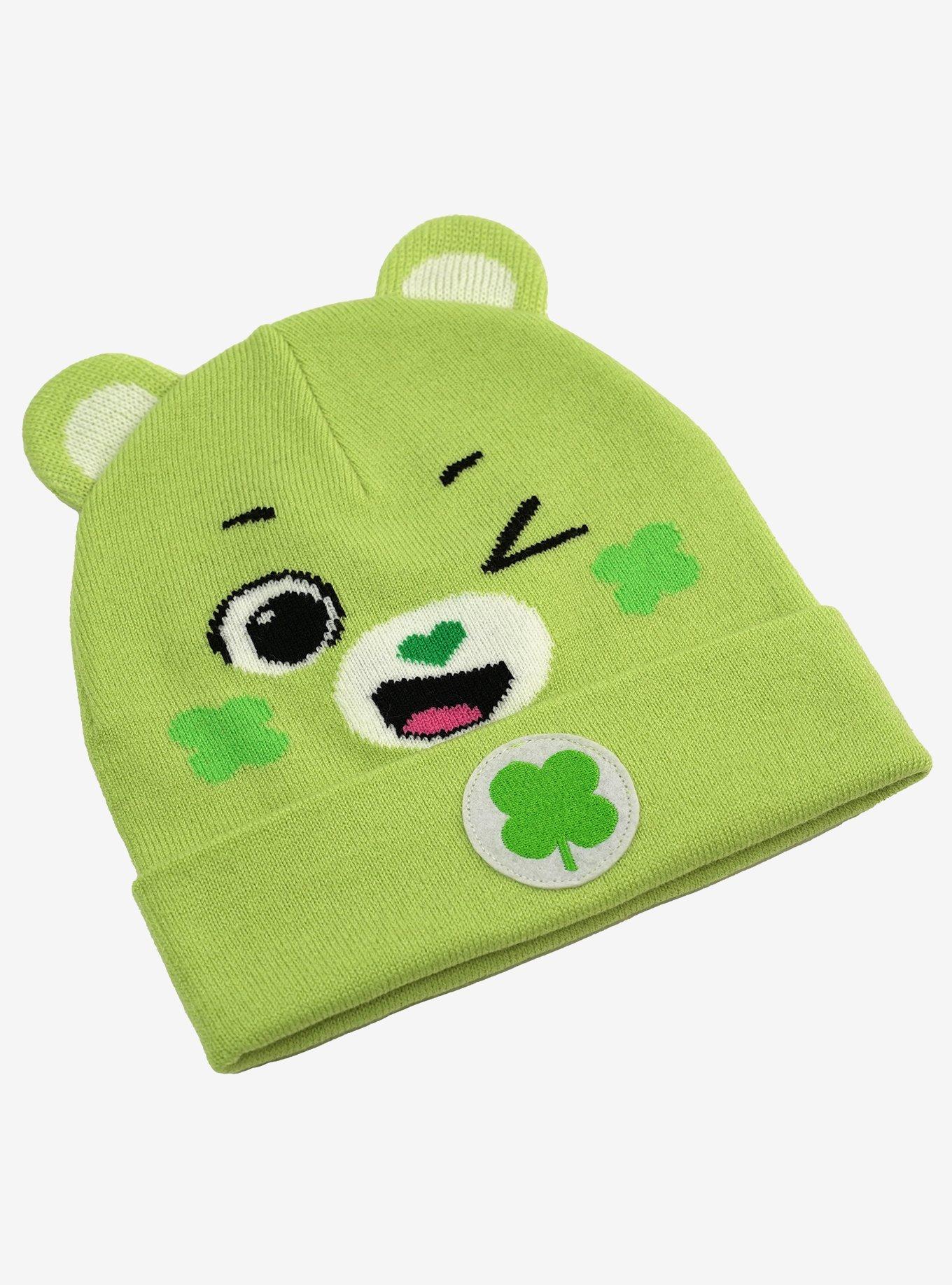 Care Bears Good Luck Bear Face Acrylic Knit Beanie With Ears, , alternate