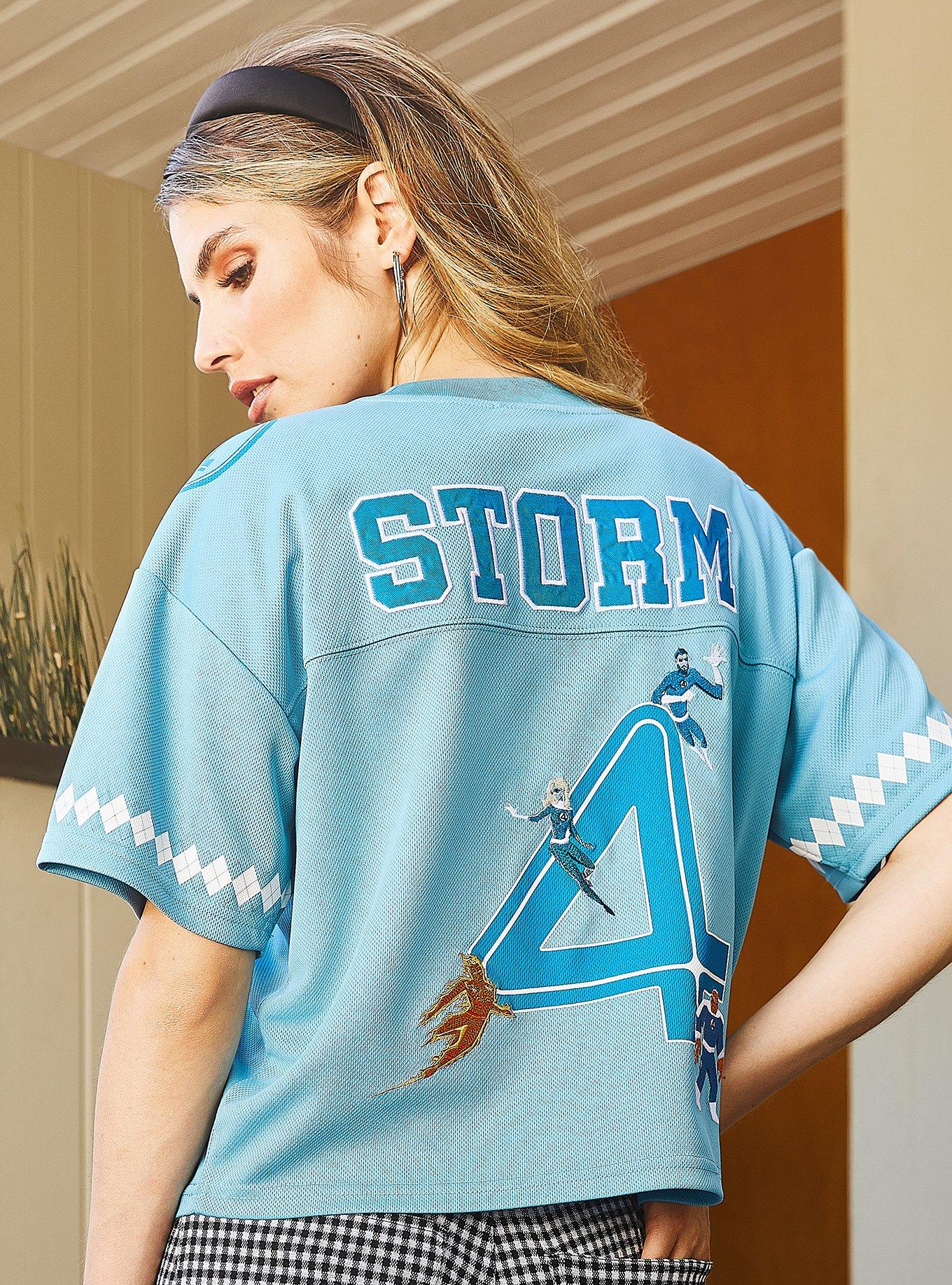 Marvel The Fantastic Four: First Steps Sue Storm Women's Cropped Football Jersey - BoxLunch Exclusive, , hi-res