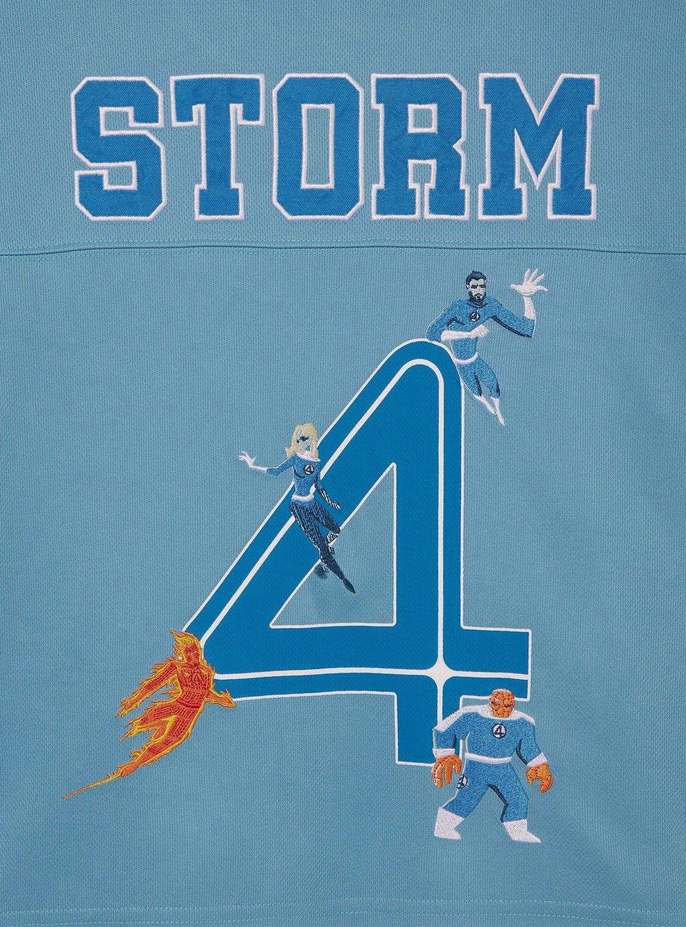 Marvel The Fantastic Four: First Steps Sue Storm Women's Plus Size Cropped Football Jersey - BoxLunch Exclusive, LIGHT BLUE, alternate