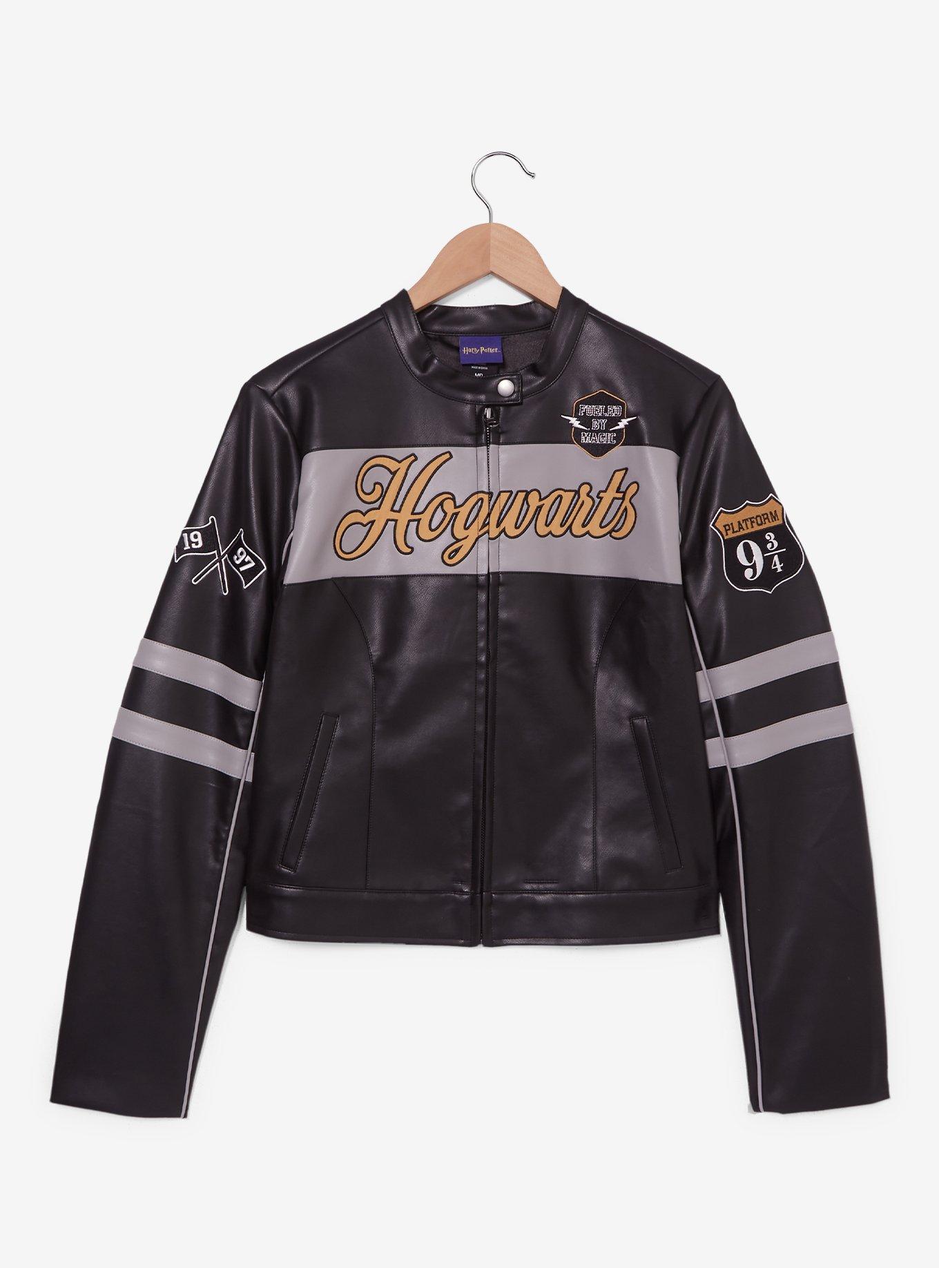 Harry Potter Hogwarts Moto Women's Faux Leather Jacket - BoxLunch Exclusive, BLACK, alternate