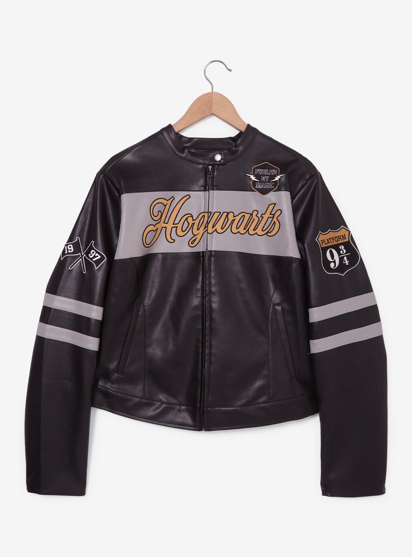 Harry Potter Hogwarts Moto Women's Plus Size Faux Leather Jacket - BoxLunch Exclusive, BLACK, alternate