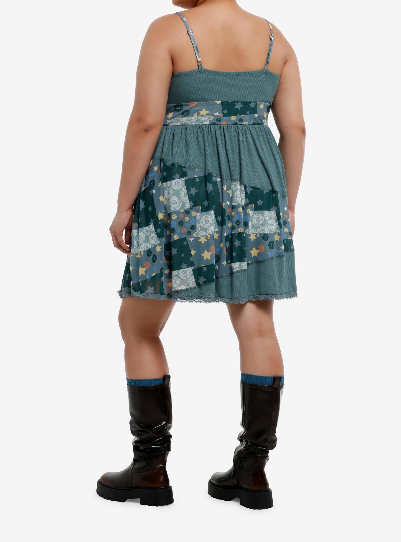Coraline Patchwork Mesh Dress Plus Size, MULTI, alternate