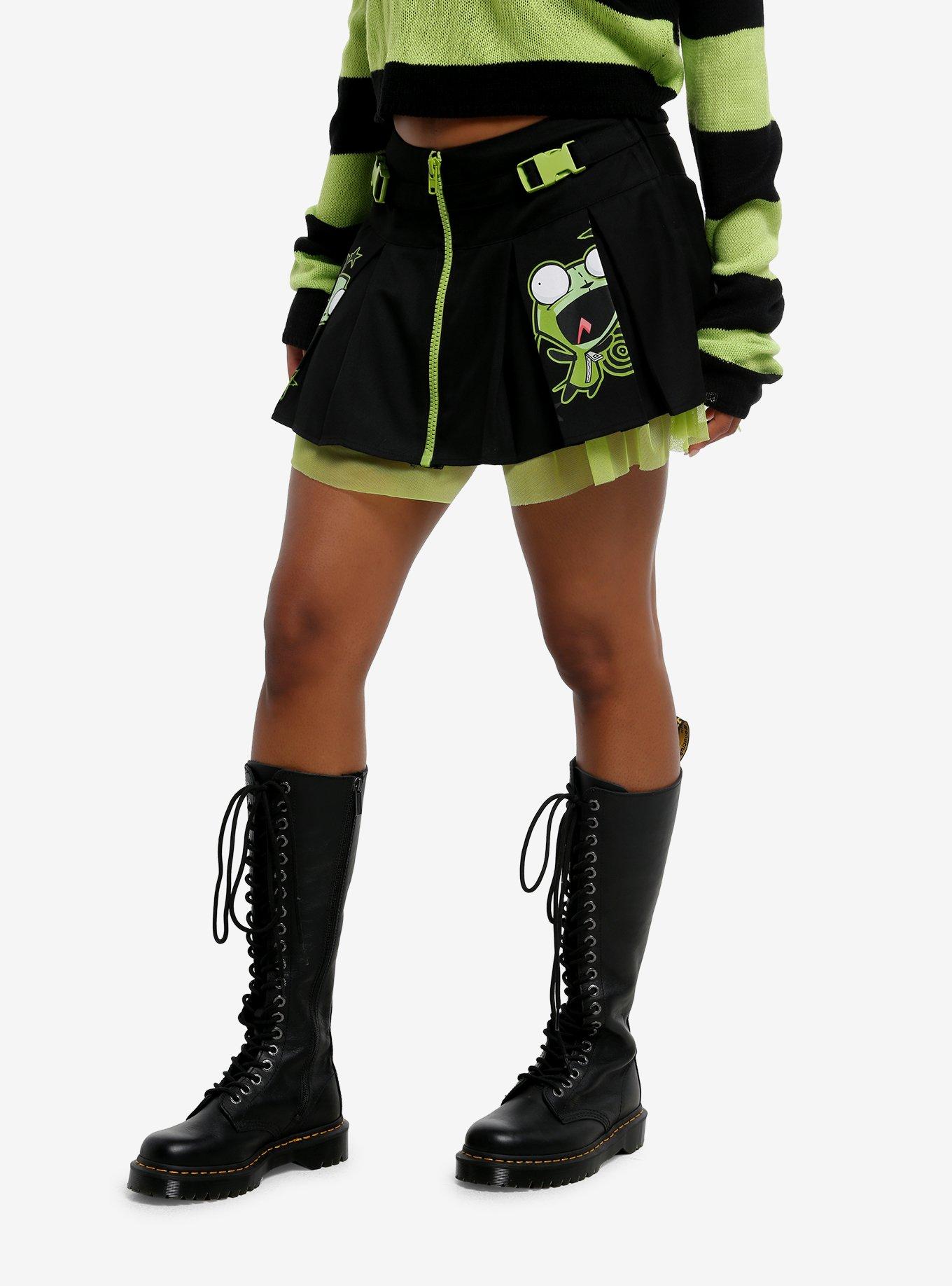 Invader Zim GIR Zipper Buckle Pleated Skirt, MULTI, alternate