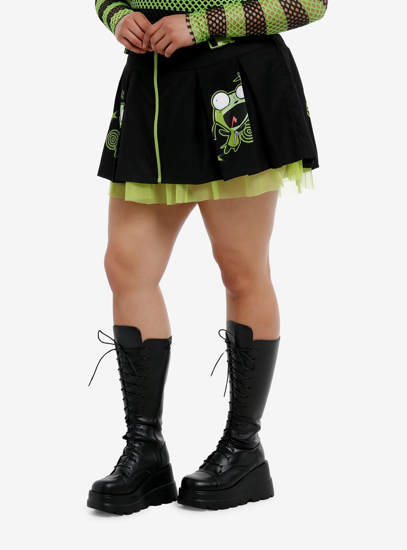 Invader Zim GIR Zipper Buckle Pleated Skirt Plus Size, MULTI, alternate