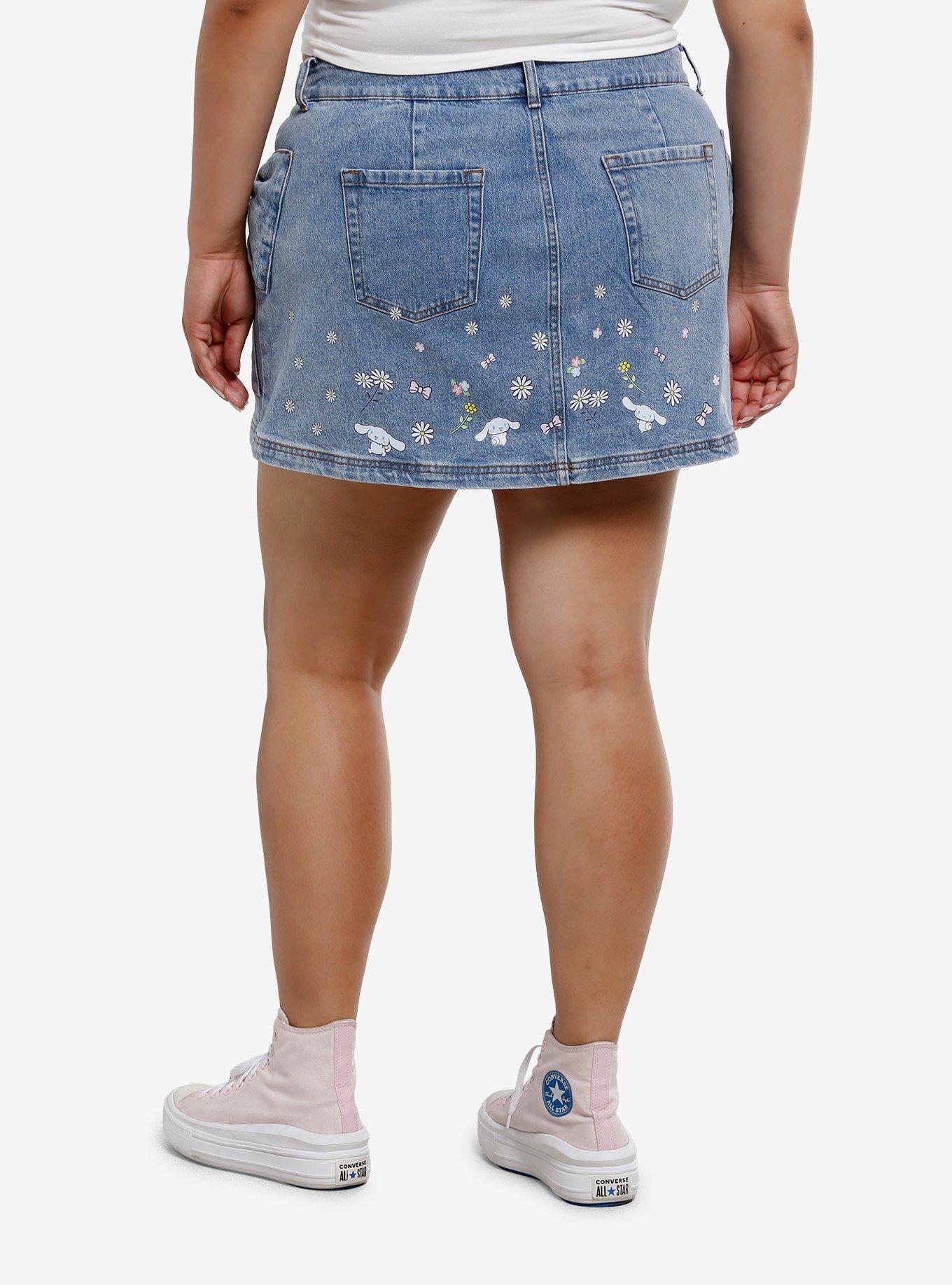 Cinnamoroll Ribbon Pockets Denim Skirt Plus Size, , hi-res