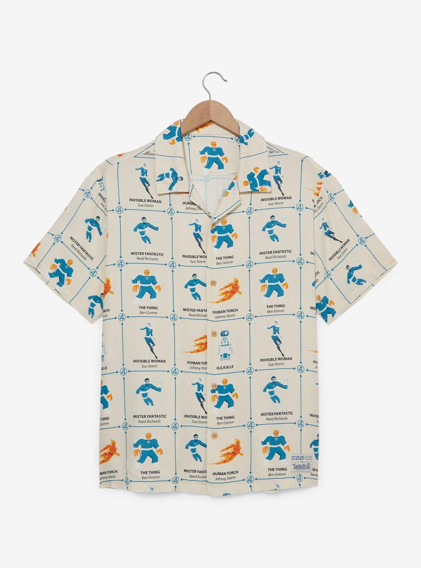 Marvel Fantastic Four: First Steps Characters Allover Print Woven Button-Up - BoxLunch Exclusive, , hi-res