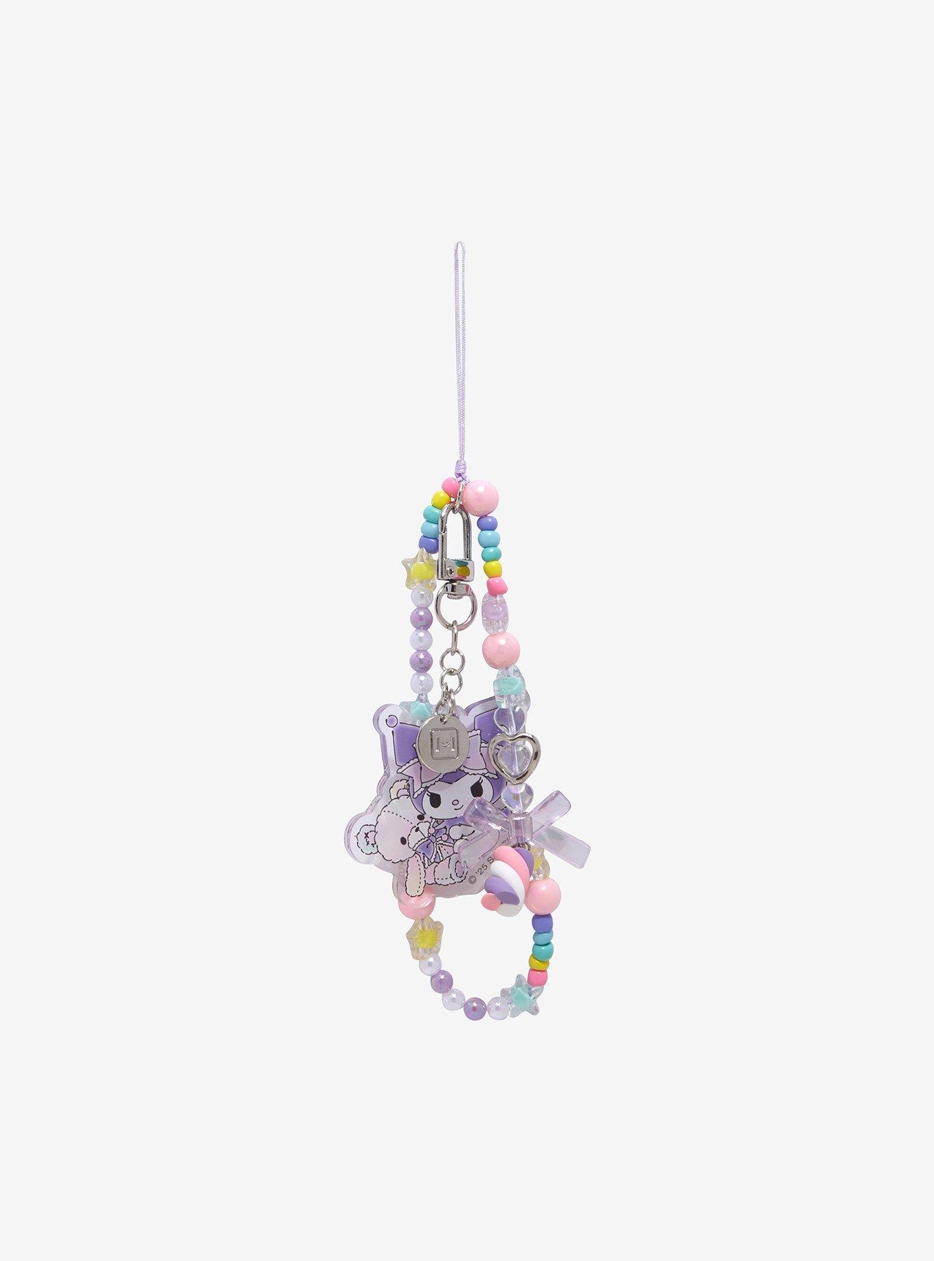 Kuromi Pastel Bear Beaded Phone Charm Hot Topic Exclusive, , hi-res