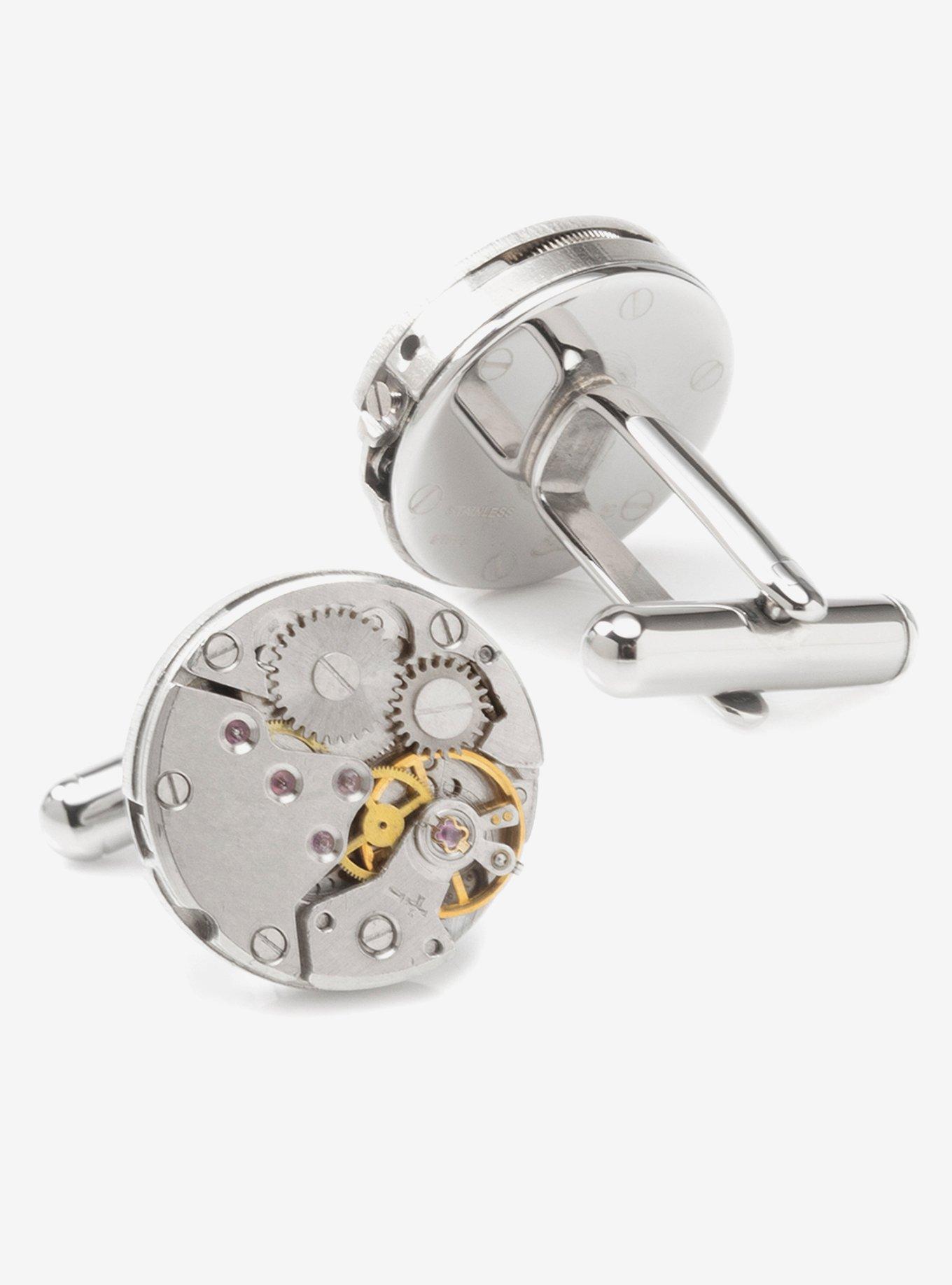 Open Edge Skeleton Watch Movement Cufflinks, , hi-res