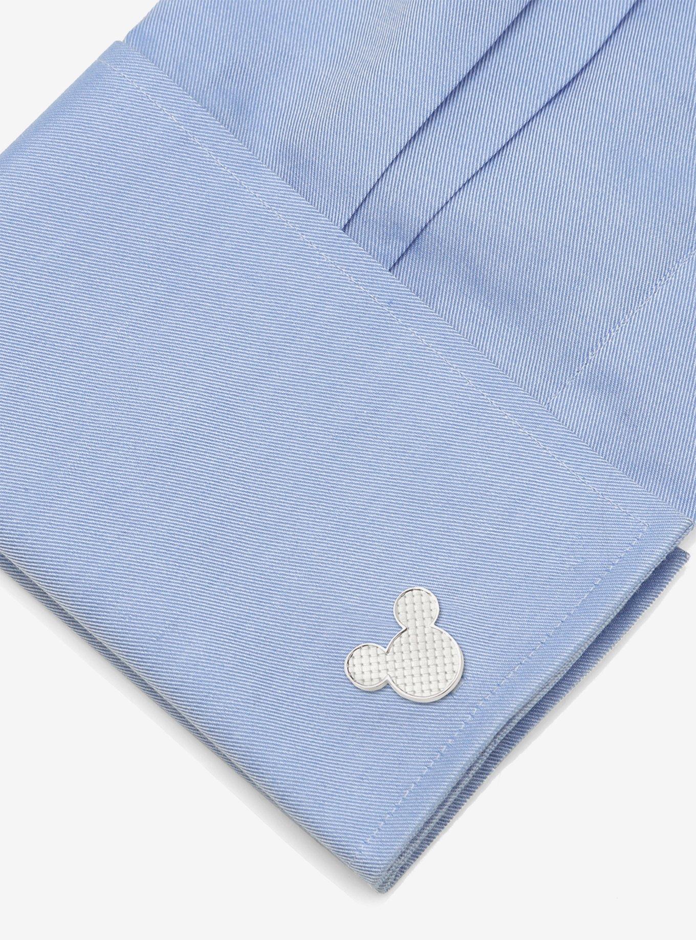 Disney Mickey Mouse Silhouette Basket Weave Cufflinks, , alternate