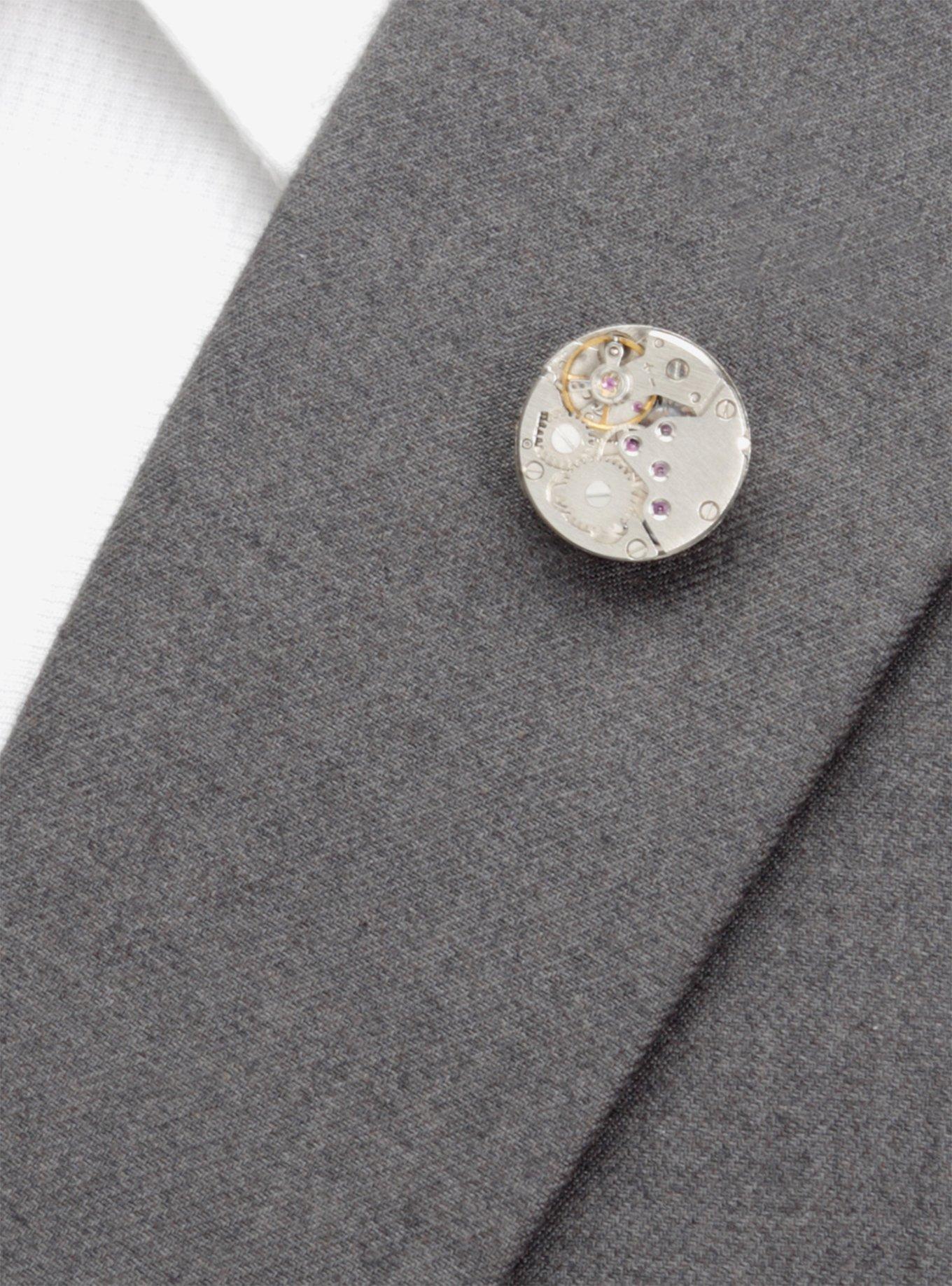 Open Edge Skeleton Watch Movement Lapel Pin, , alternate