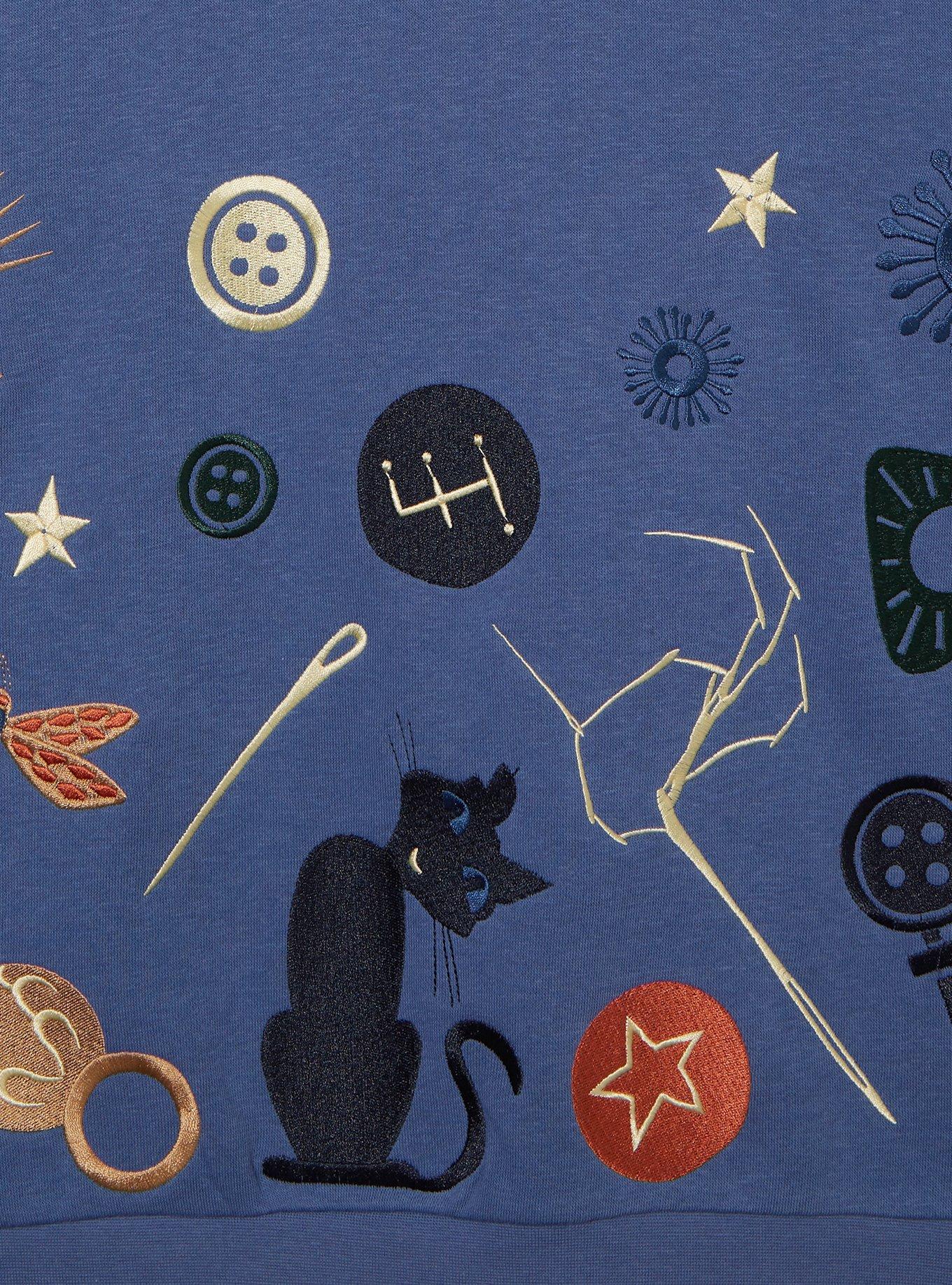 Coraline Icons Embroidered Crewneck - BoxLunch Exclusive, BLUE, alternate